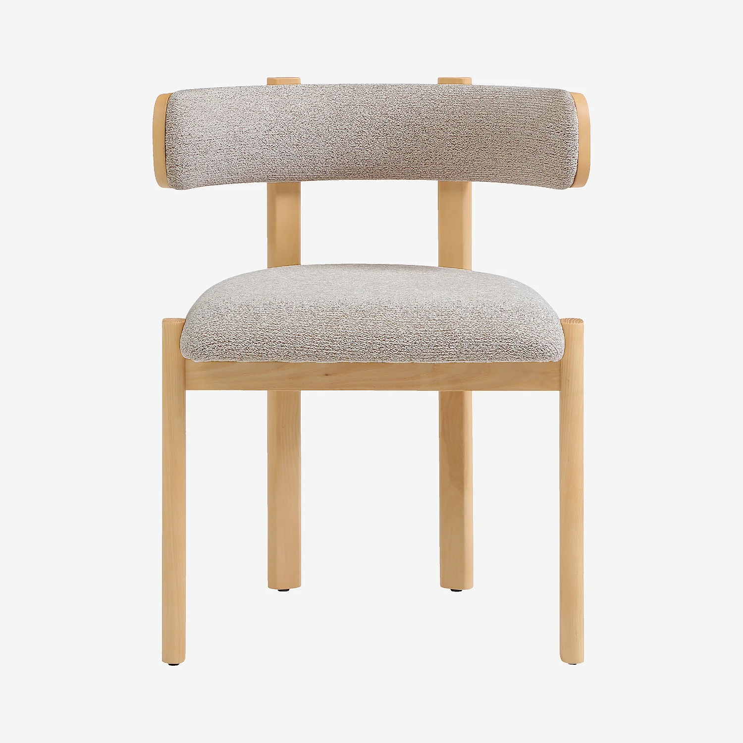 Lot de 2 chaises en tissu et bois massif finition chêne - Beige chiné - 1