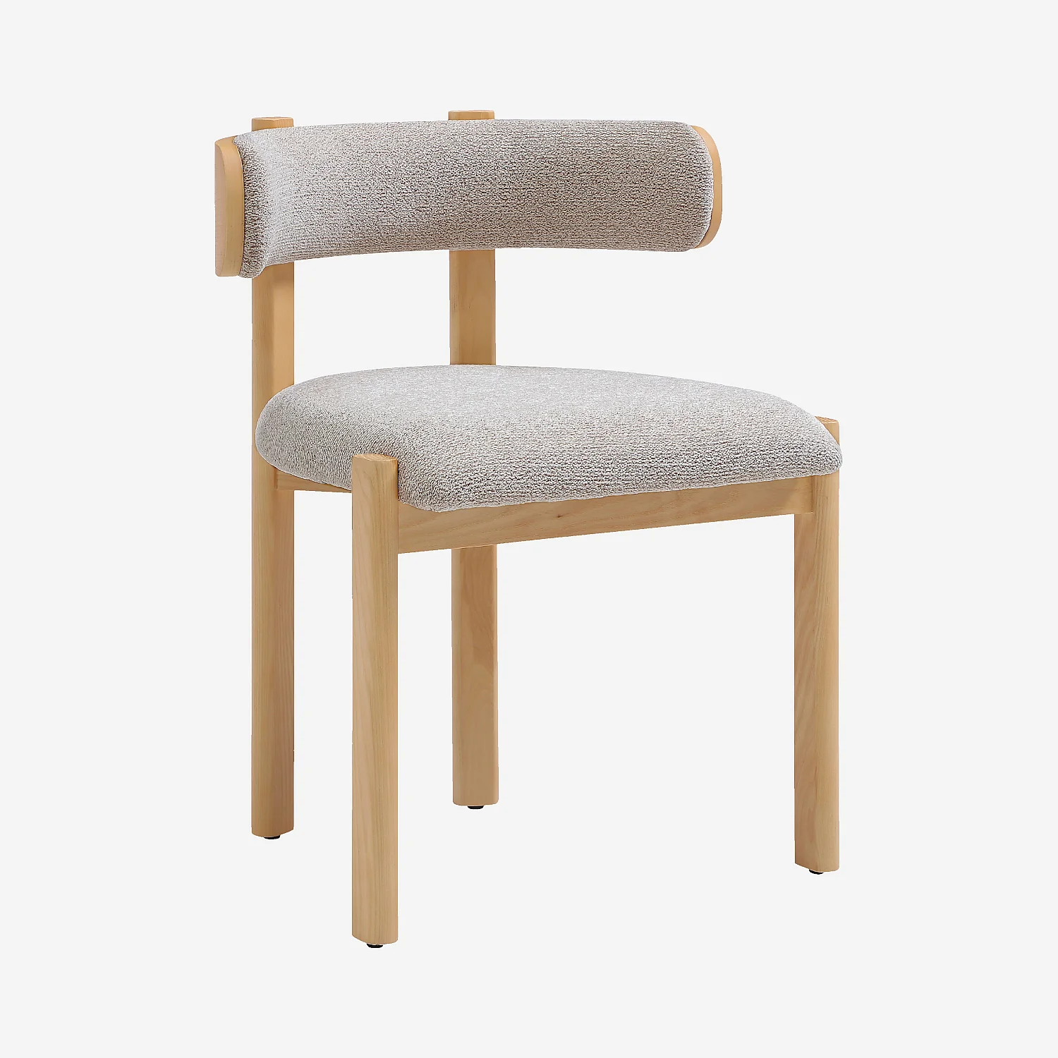 Lot de 2 chaises en tissu et bois massif finition chêne - Beige chiné - 2
