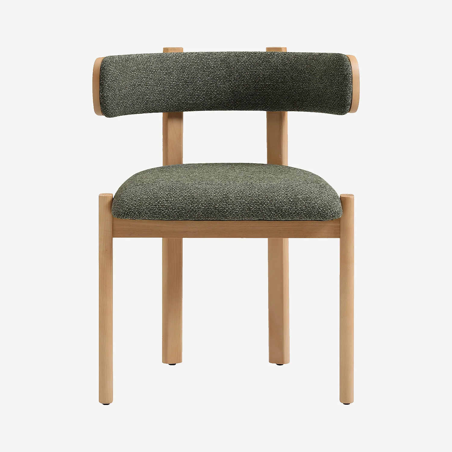 Lot de 2 chaises en tissu et bois massif finition chêne - Vert kaki - 1