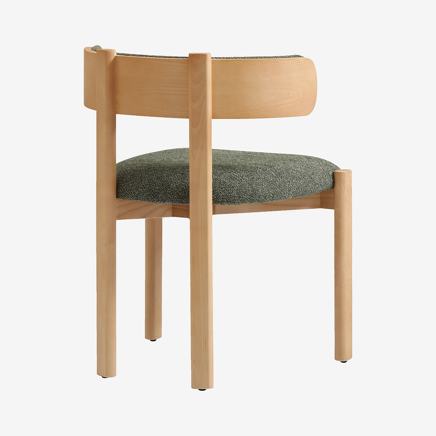 Lot de 2 chaises en tissu et bois massif finition chêne - Vert kaki - 4