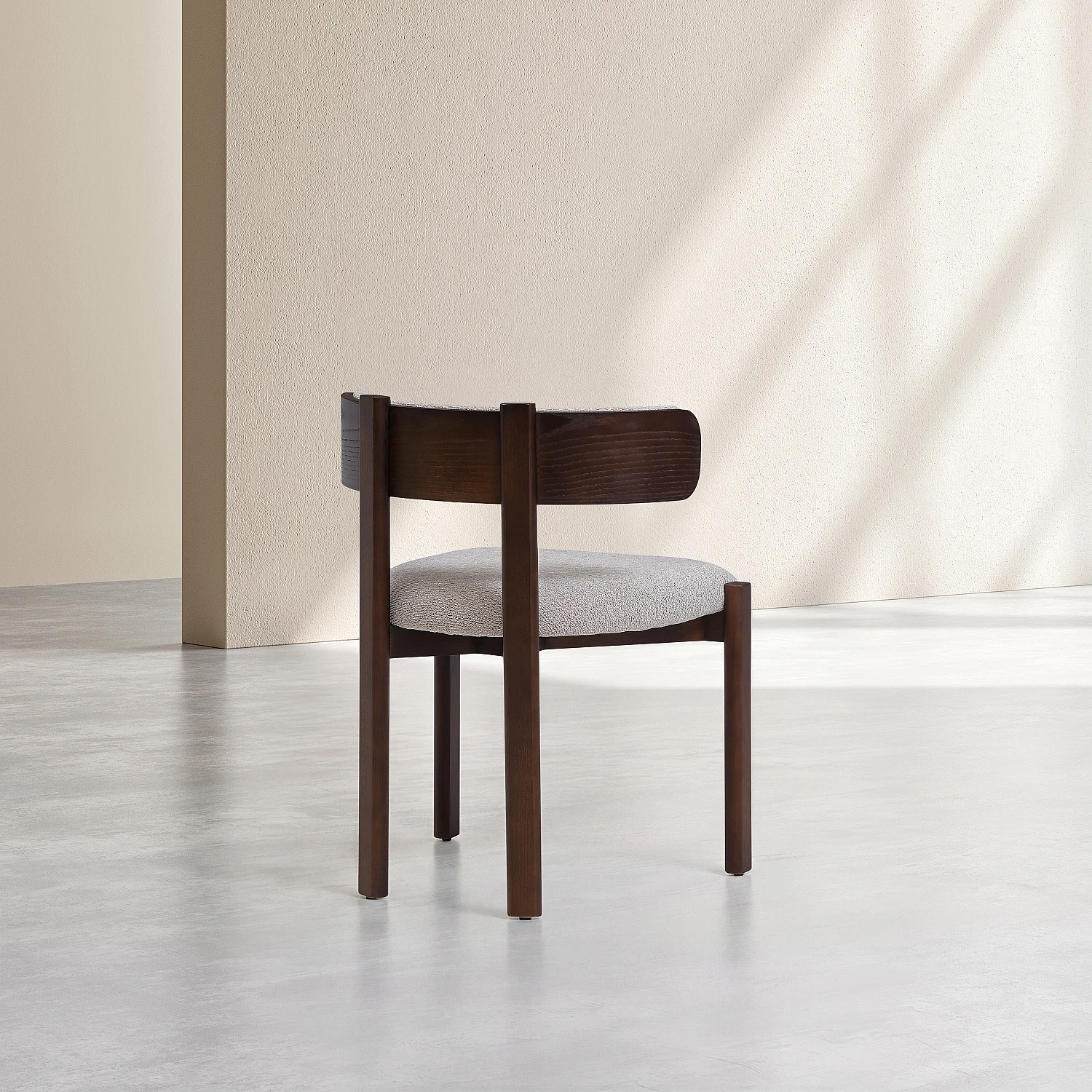 Conjunto de 2 sillas en tejido y madera maciza acabado nogal - Beige jaspeado - 4