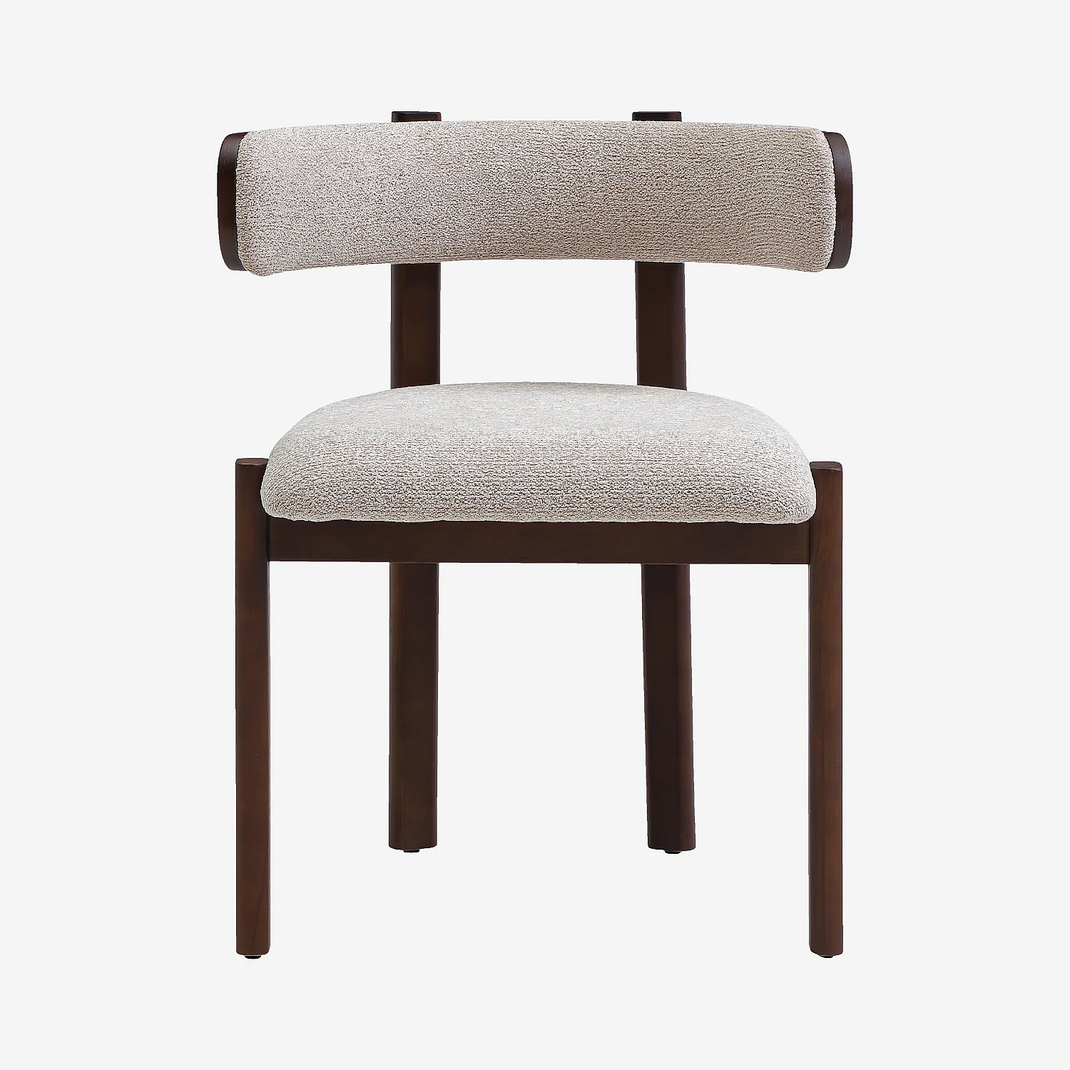 Lot de 2 chaises en tissu et bois massif finition noyer - Beige chiné - 1