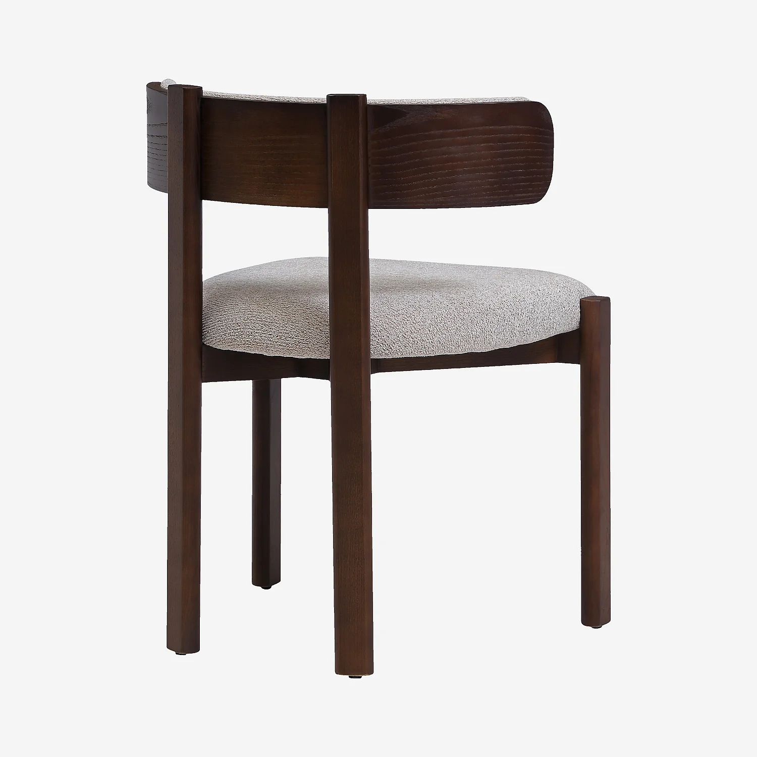 Lot de 2 chaises en tissu et bois massif finition noyer - Beige chiné - 4