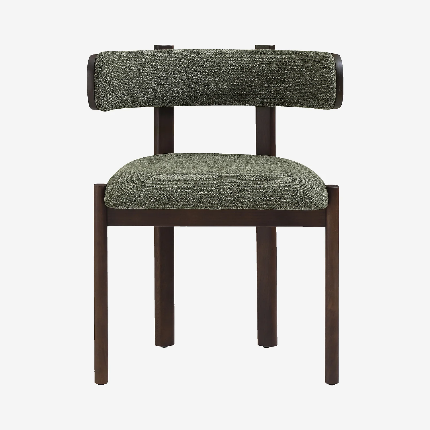 Lot de 2 chaises en tissu et bois massif finition noyer - Vert kaki - 1