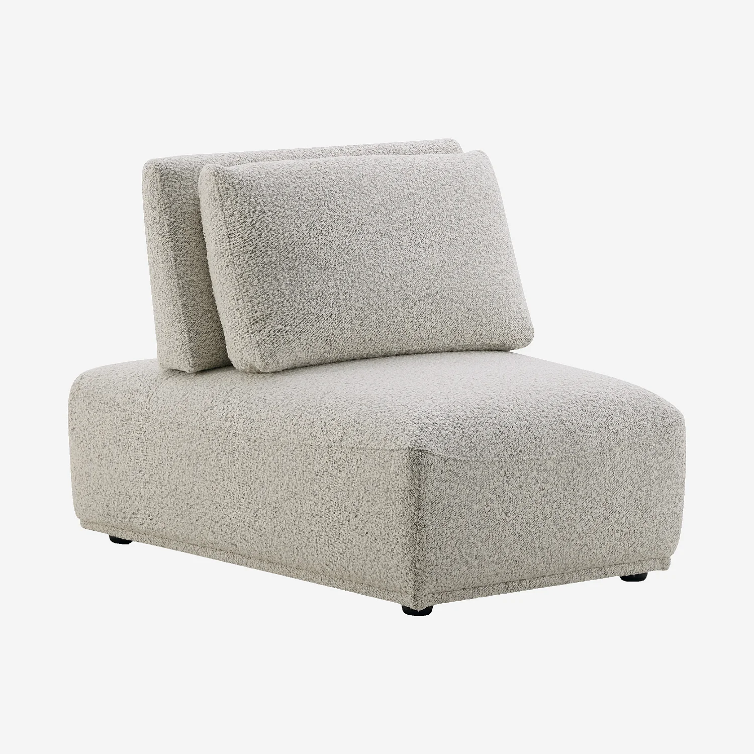 Chauffeuse trapèze en tissu bouclette avec dossier avance-recule - Gris perle - 4