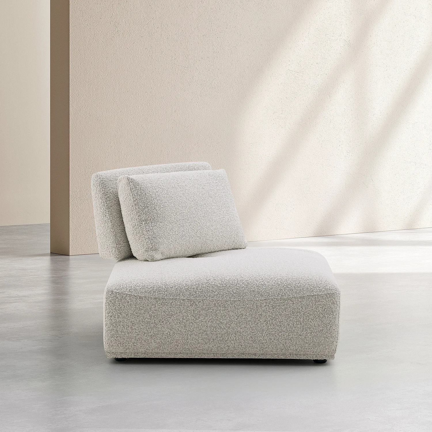 Fauteuil d'angle en tissu bouclette avec dossier avance-recule - Gris perle - 5