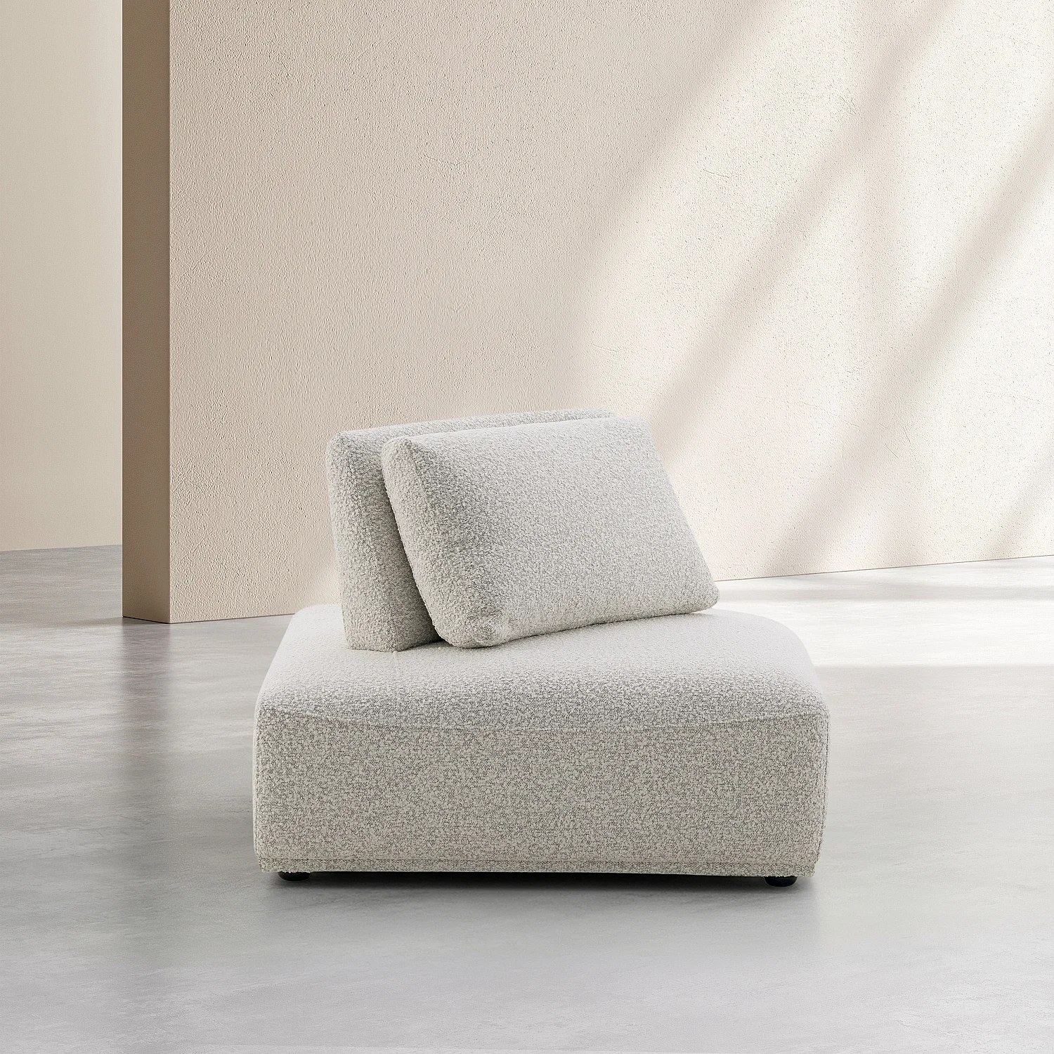 Fauteuil d'angle en tissu bouclette avec dossier avance-recule - Gris perle - 3