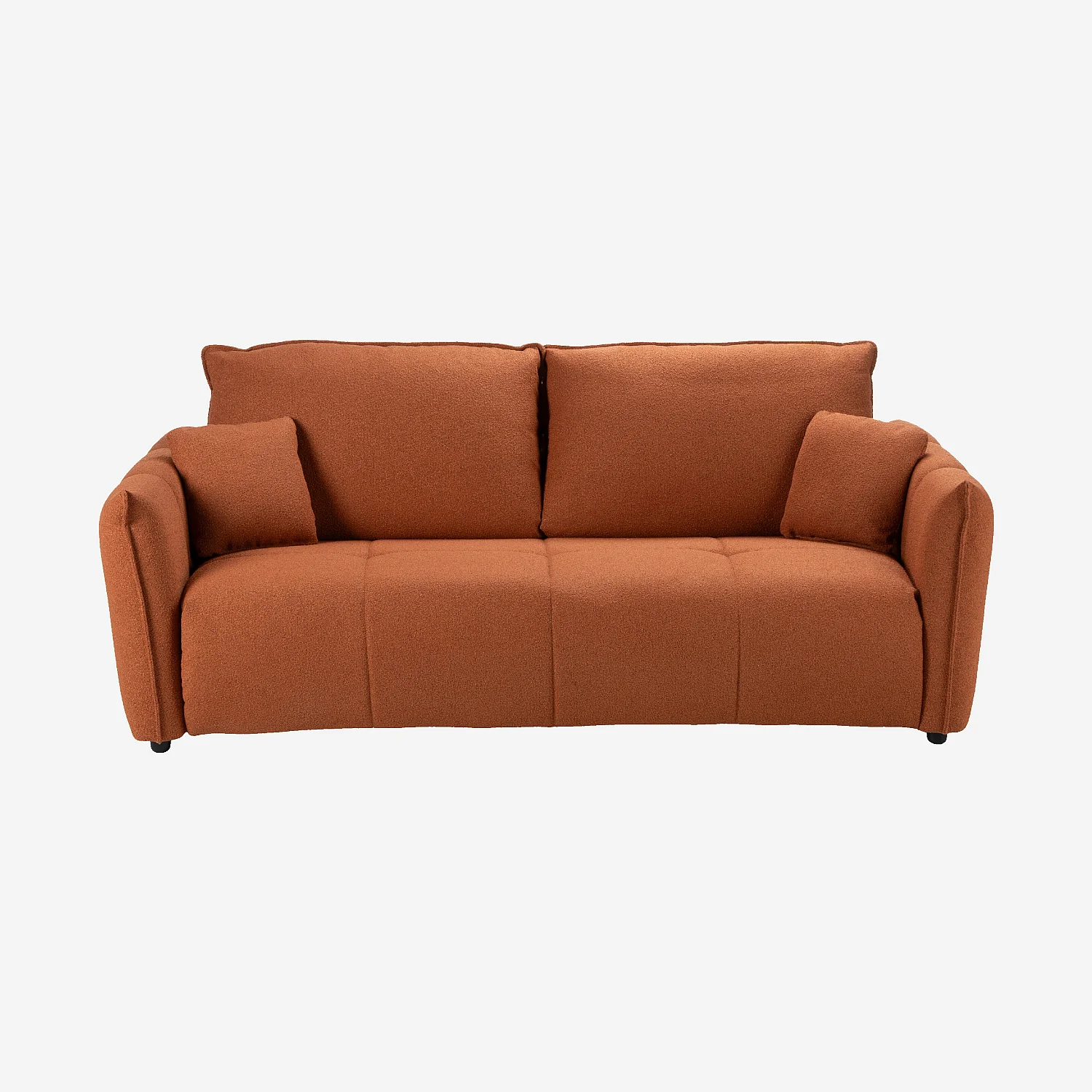 Canapé convertible 3 places - Couchage 160 cm - Matelas 13 cm - Tissu bouclette Tolfa - Terracotta - 2