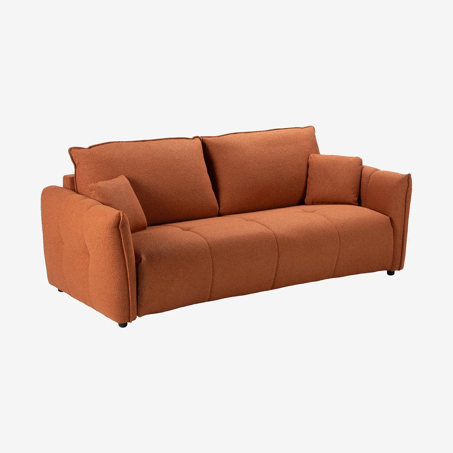 Canapé convertible 3 places - Couchage 160 cm - Matelas 13 cm - Tissu bouclette Tolfa - Terracotta - 4