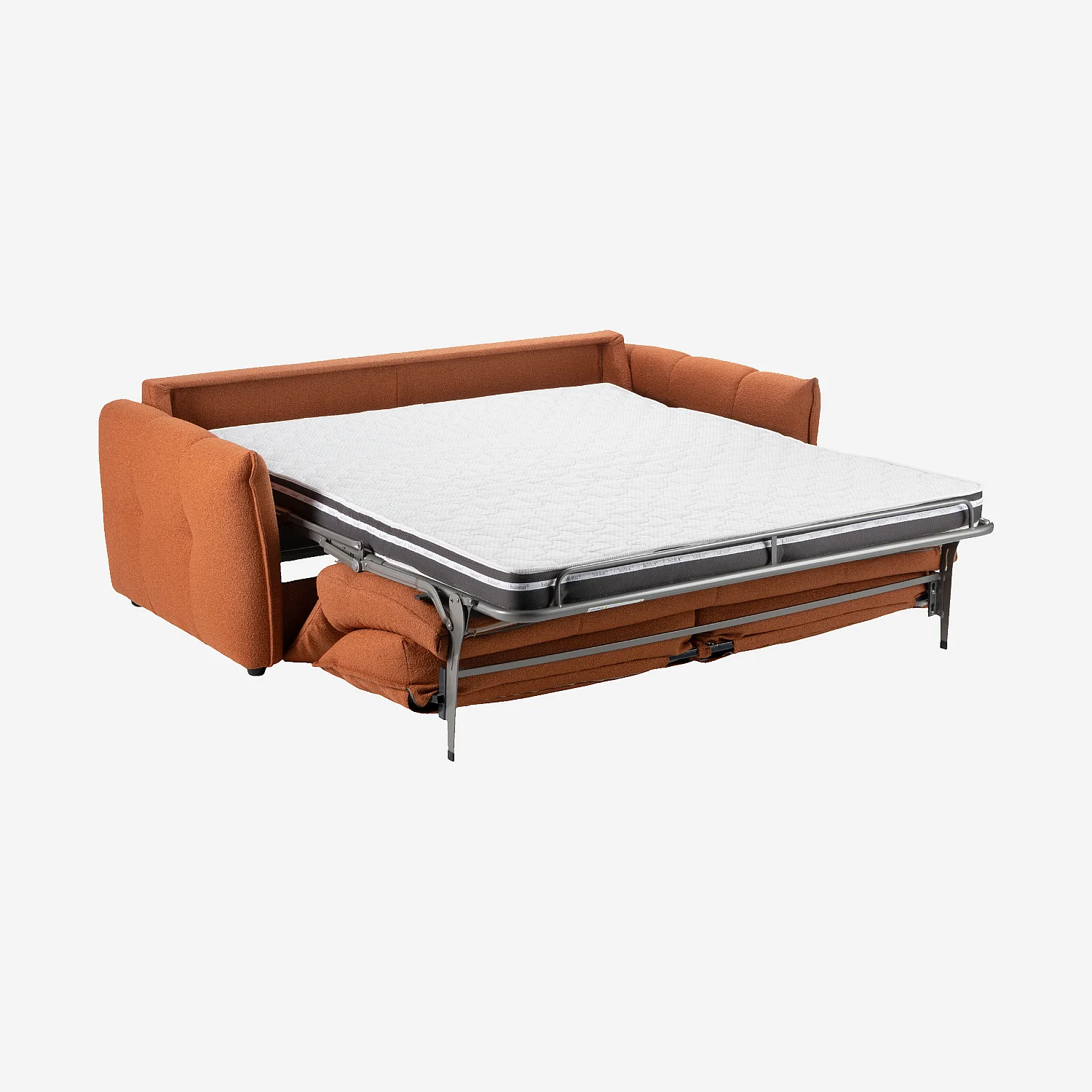 Canapé convertible 3 places - Couchage 160 cm - Matelas 13 cm - Tissu bouclette Tolfa - Terracotta - 6
