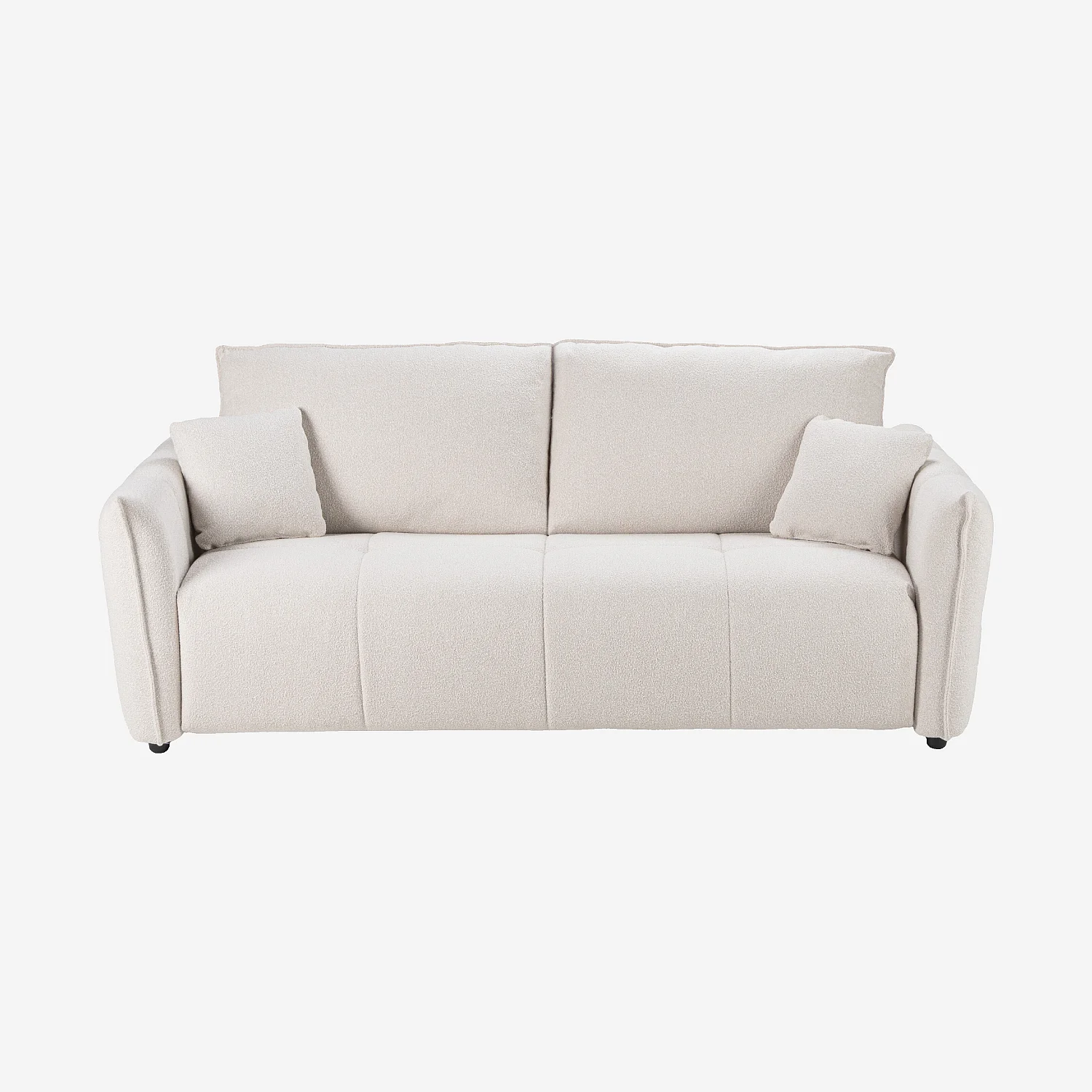 Canapé convertible 3 places - Couchage 160 cm - Matelas 13 cm - Tissu bouclette Tolfa - Crème - 2