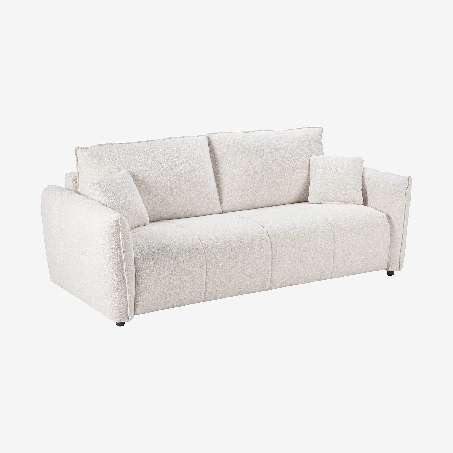Canapé convertible 3 places - Couchage 160 cm - Matelas 13 cm - Tissu bouclette Tolfa - Crème - 4