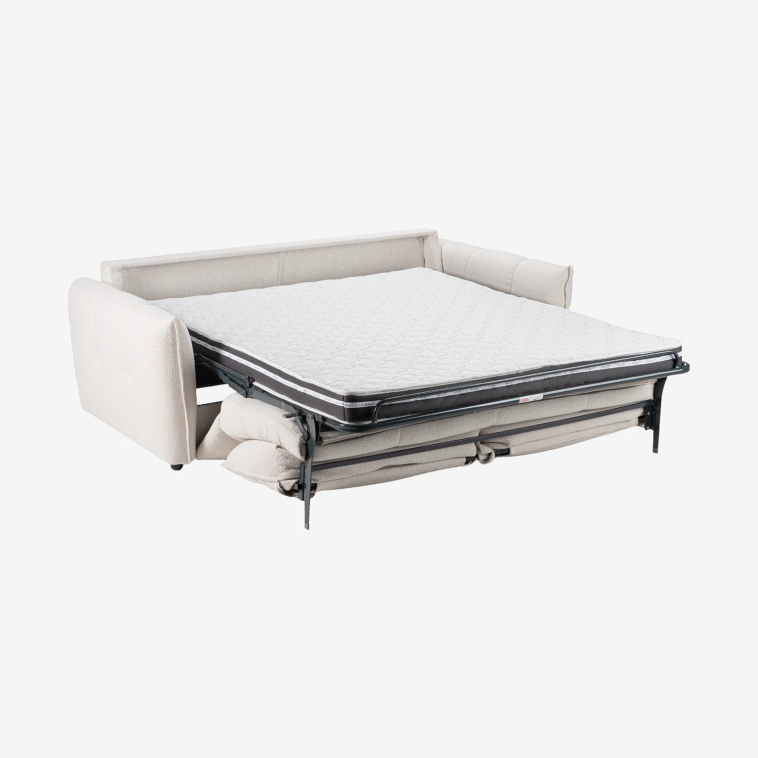 Canapé convertible 3 places - Couchage 160 cm - Matelas 13 cm - Tissu bouclette Tolfa - Crème - 5