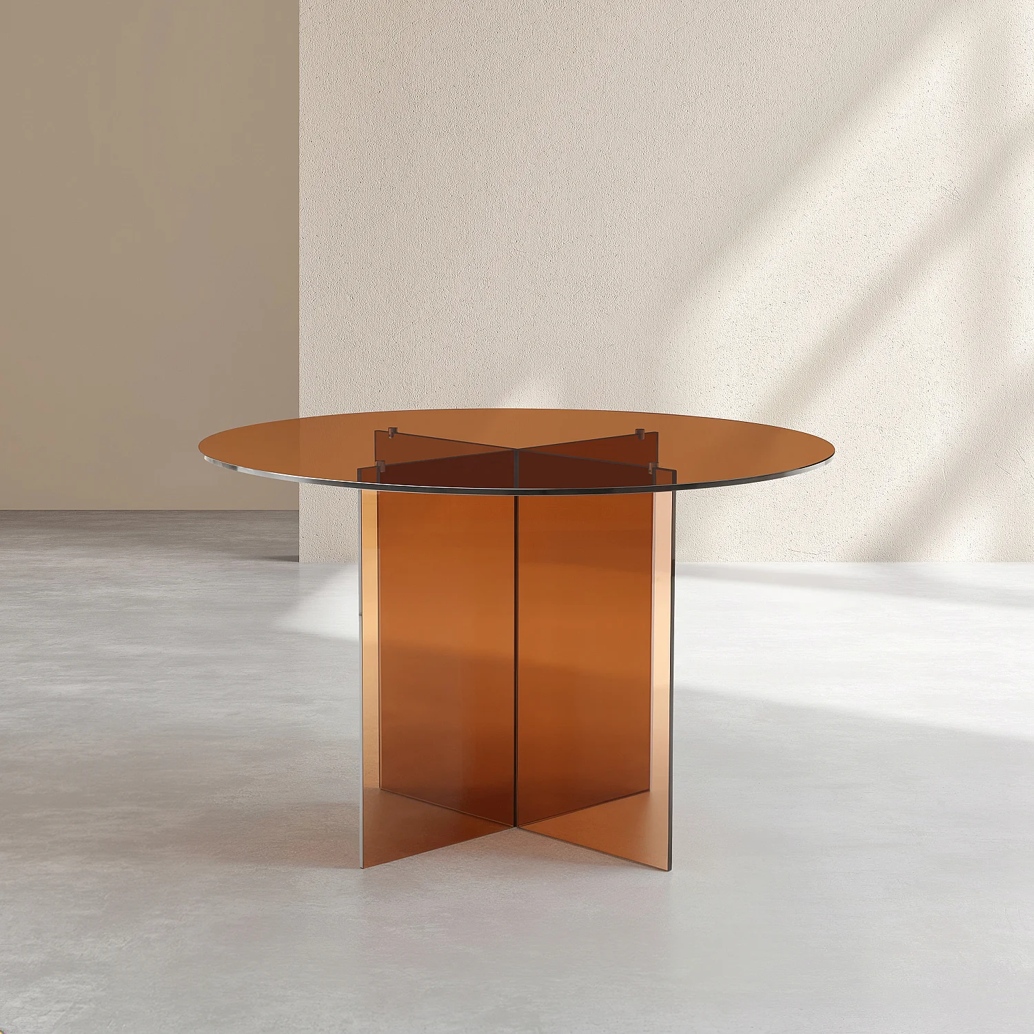 Rundt bord i hærdet glas - Ravbrun - Design by Céline Mognon Fichet - 2