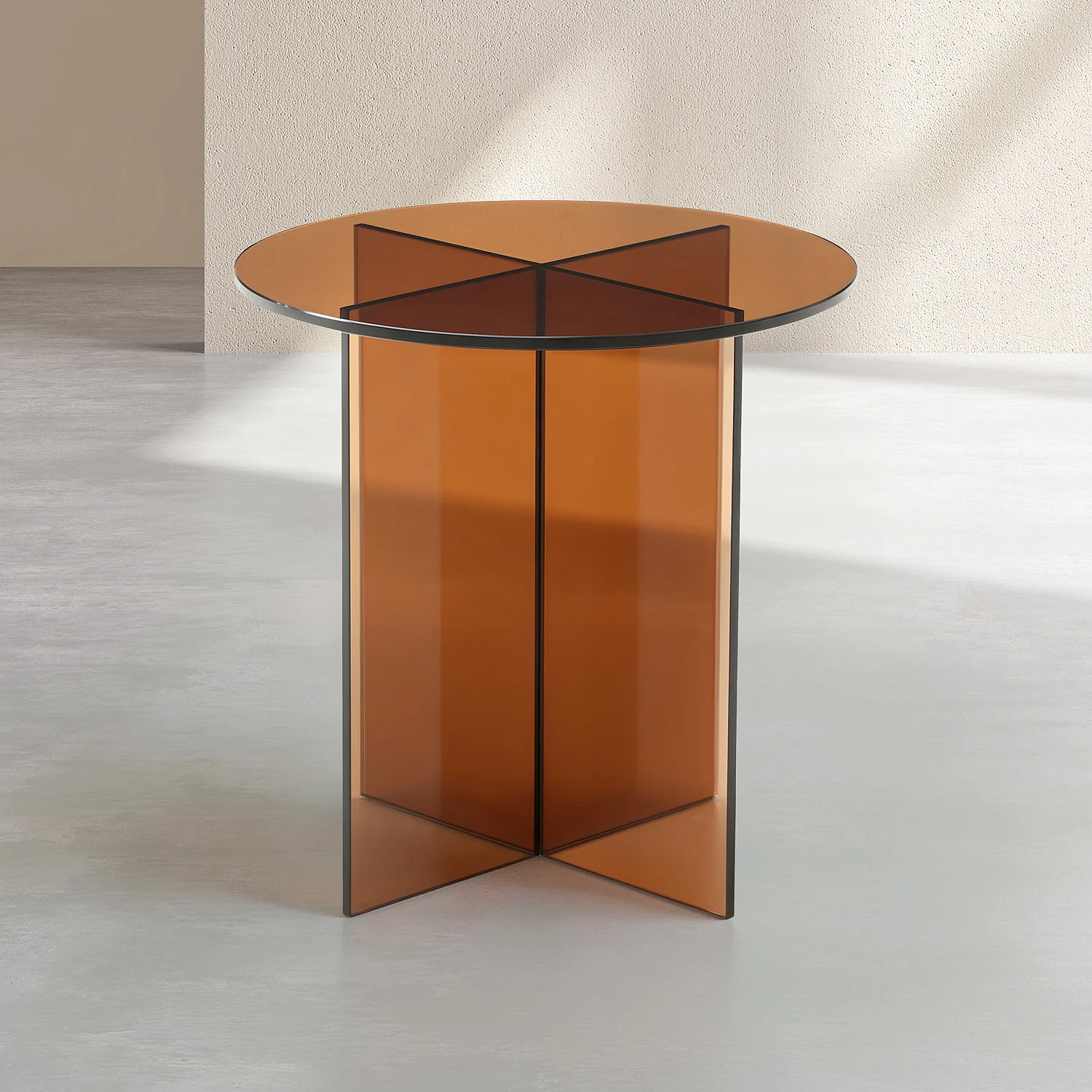 Table d'appoint ronde en verre trempé - Marron ambré - Design by Céline Mognon Fichet - 2