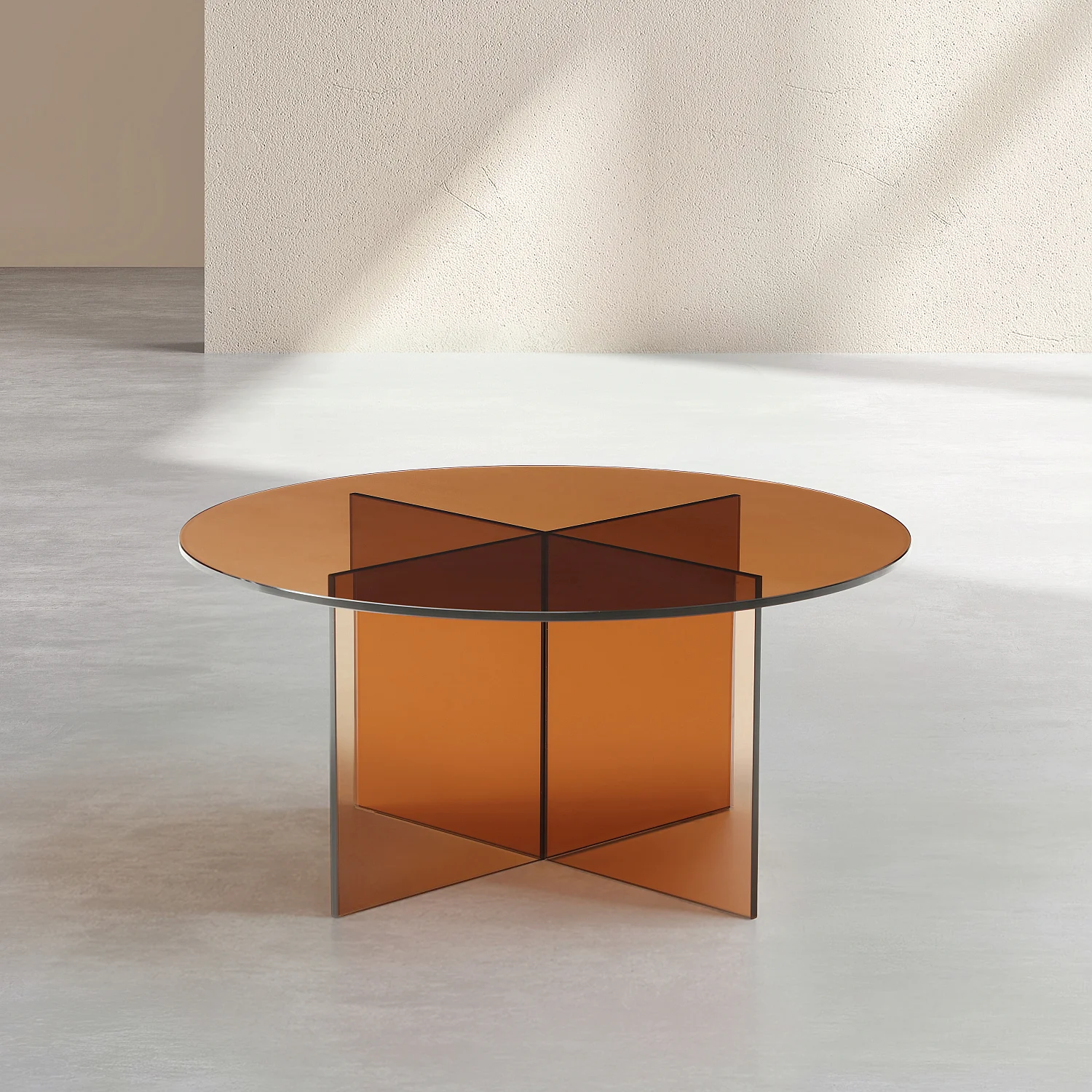Rundt sofabord i herdet glass – Ravbrun – Design by Céline Mognon Fichet - 2