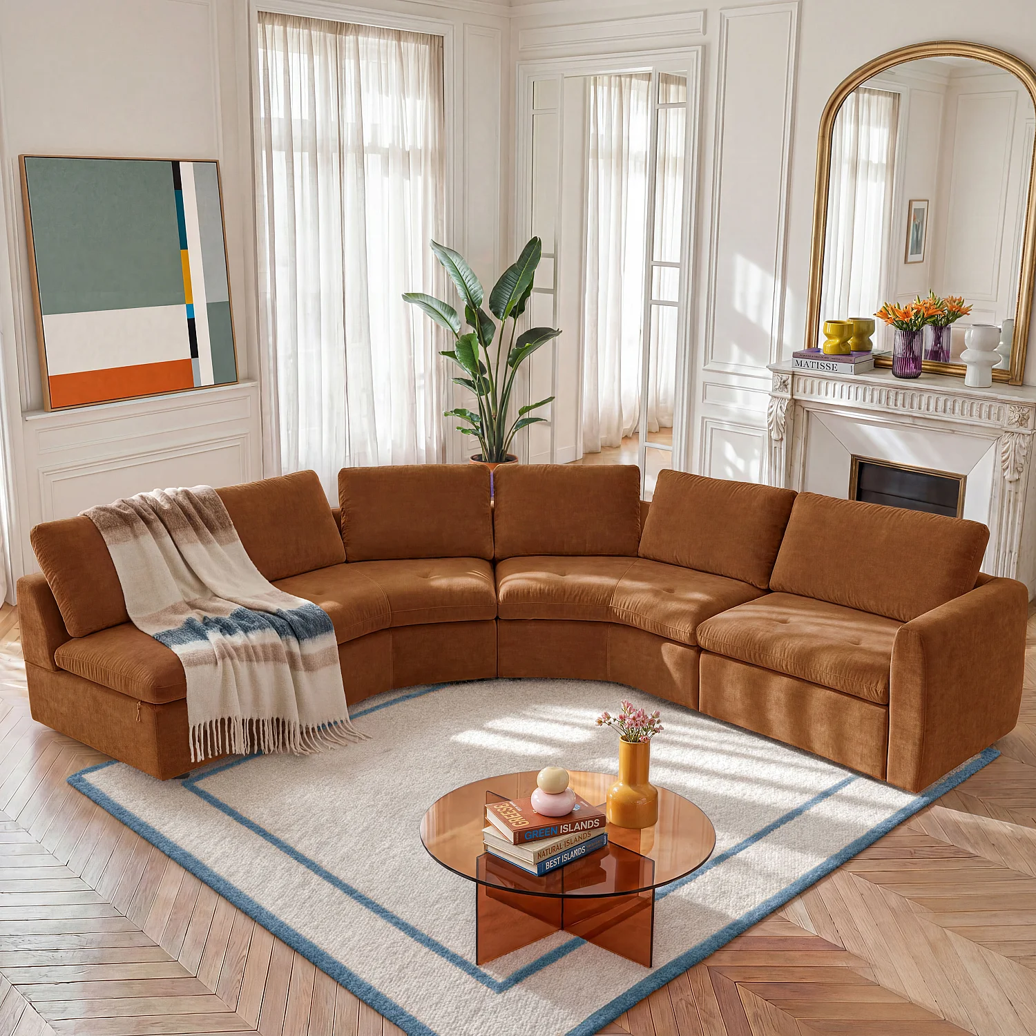 Rundt sofabord i herdet glass – Ravbrun – Design by Céline Mognon Fichet - 3