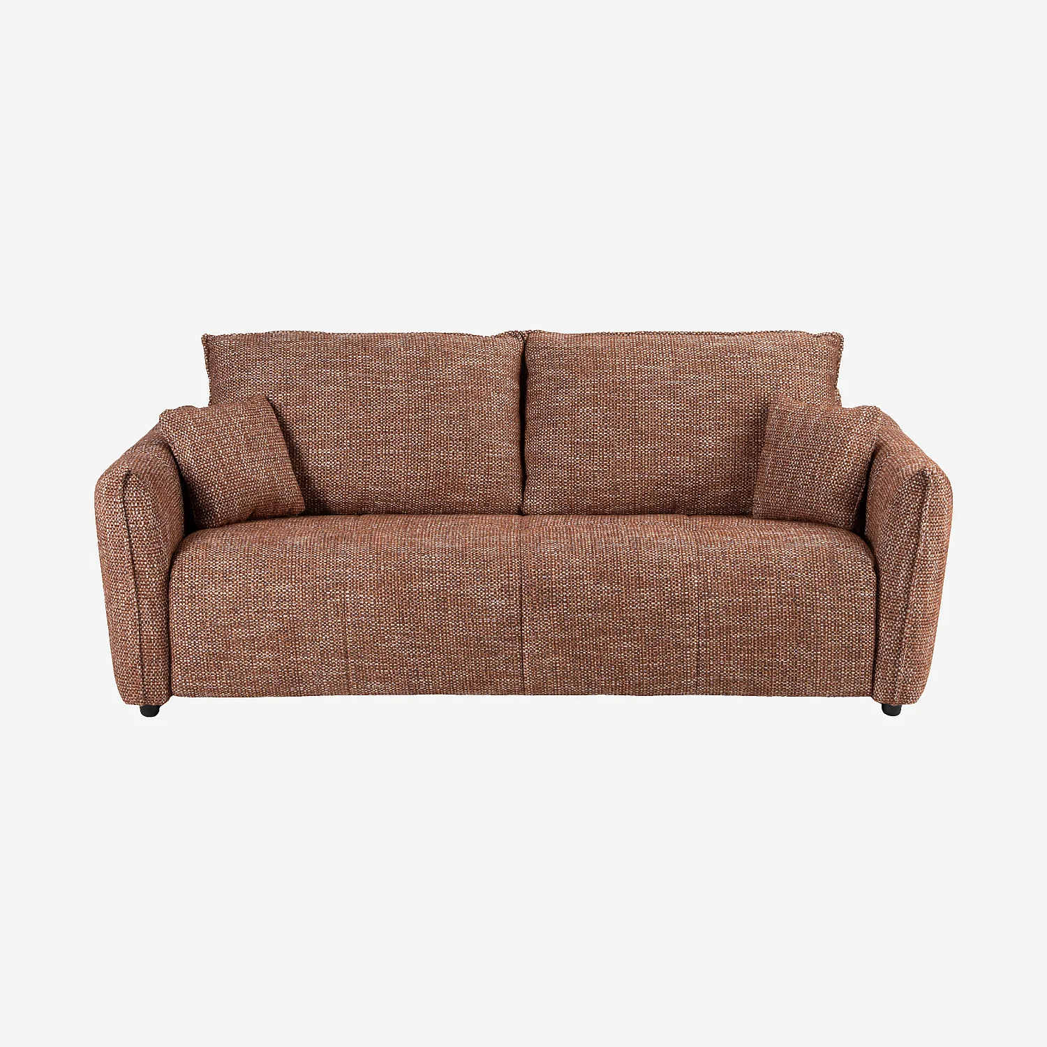 Canapé convertible 3 places - Couchage 160 cm - Matelas 13 cm - Tissu texturé Oria - Marron - 2