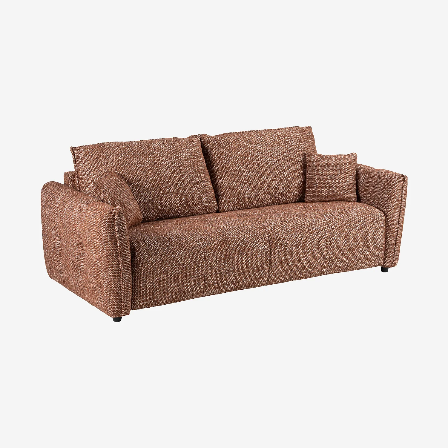 Canapé convertible 3 places - Couchage 160 cm - Matelas 13 cm - Tissu texturé Oria - Marron - 4