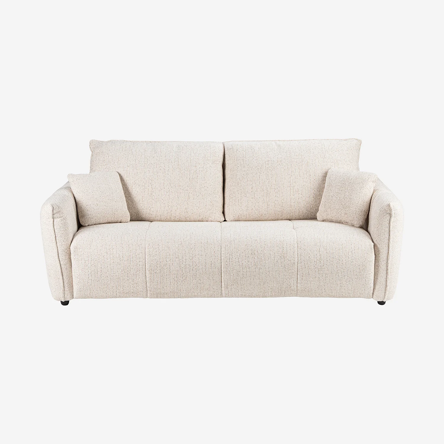 Canapé convertible 3 places - Couchage 160 cm - Matelas 13 cm - Tissu texturé Oria - Beige - 2