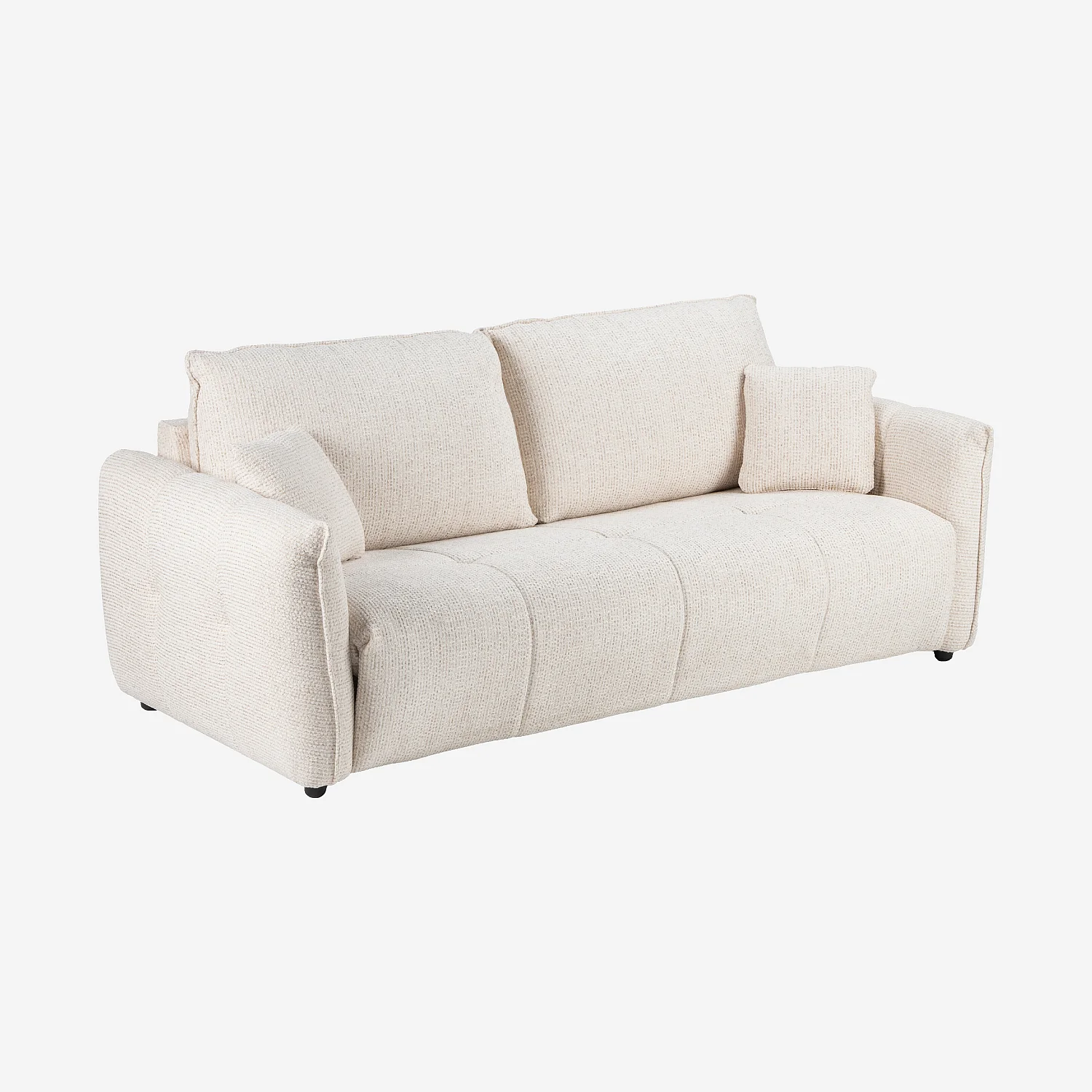 Canapé convertible 3 places - Couchage 160 cm - Matelas 13 cm - Tissu texturé Oria - Beige - 4