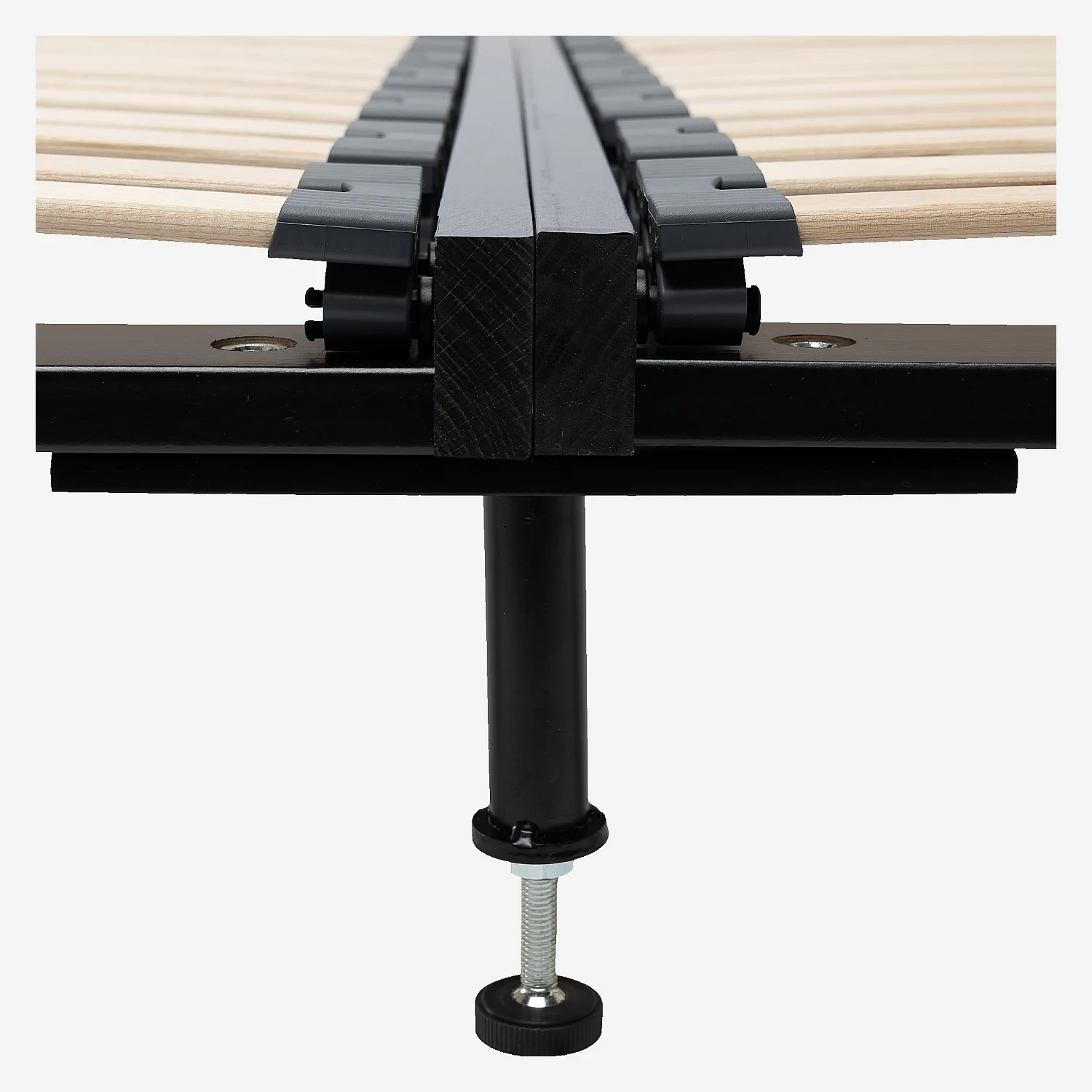 Cadre à lattes en bois - 140 x 200 cm - 2 x 28 lattes - Noir - 2