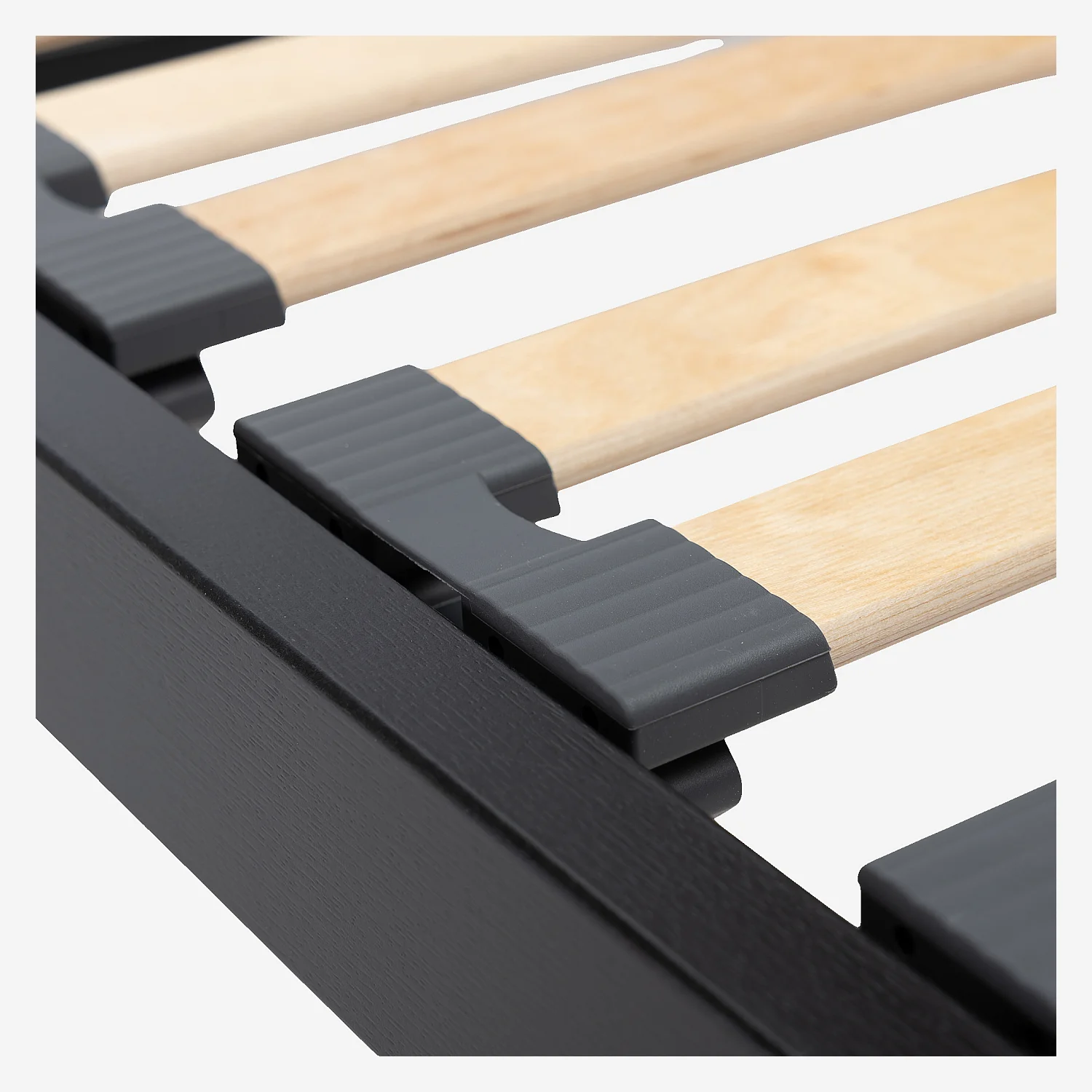 Cadre à lattes en bois - 160 x 200 cm - 2 x 28 lattes - Noir - 3