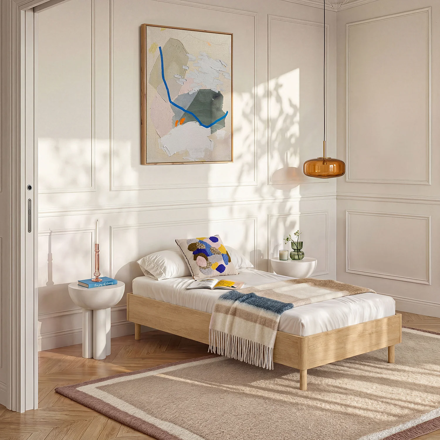 Cadre de lit 90 x 200 cm en chêne - Naturel - 1