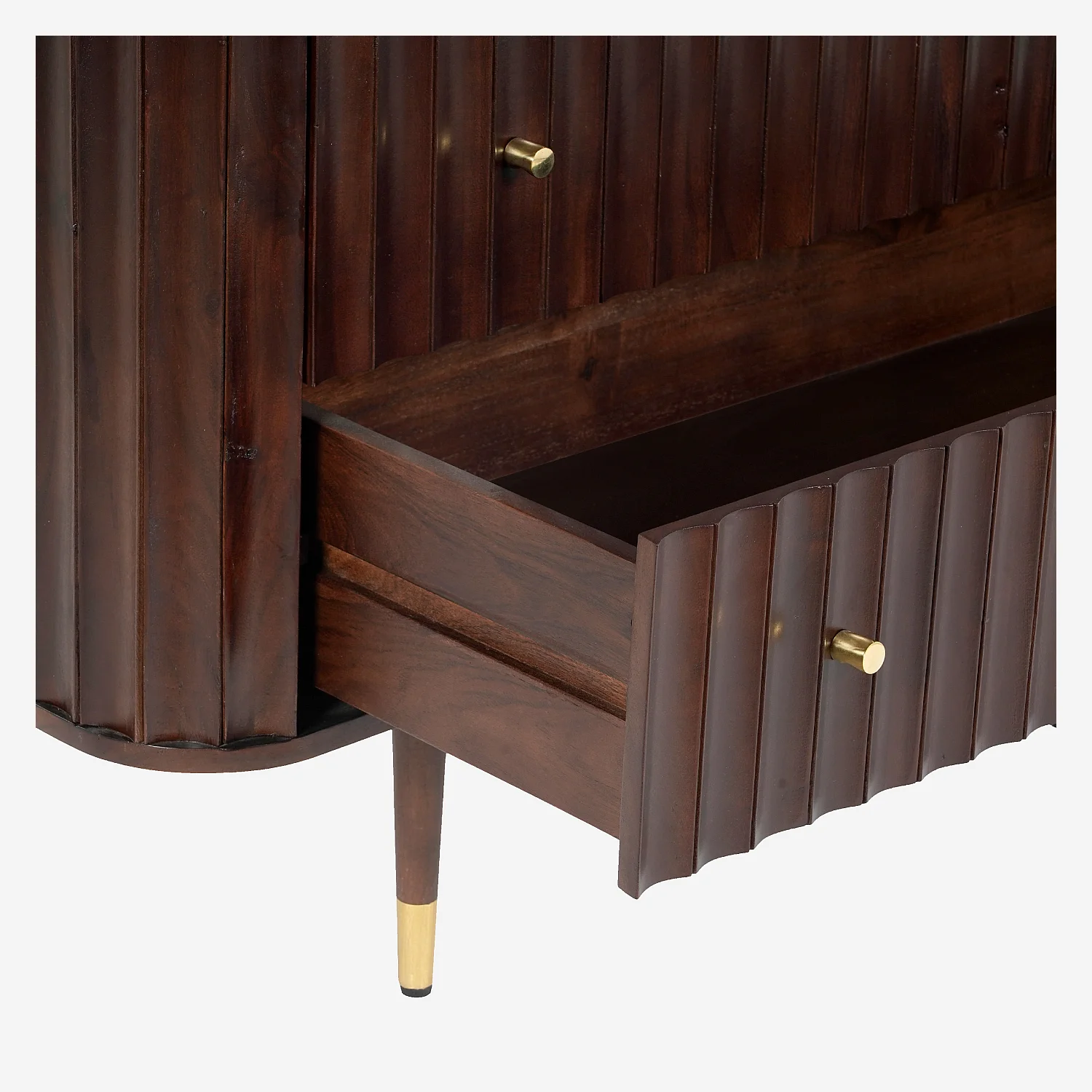 Commode 3 tiroirs en bois massif avec plateau en marbre - Naturel foncé - 2