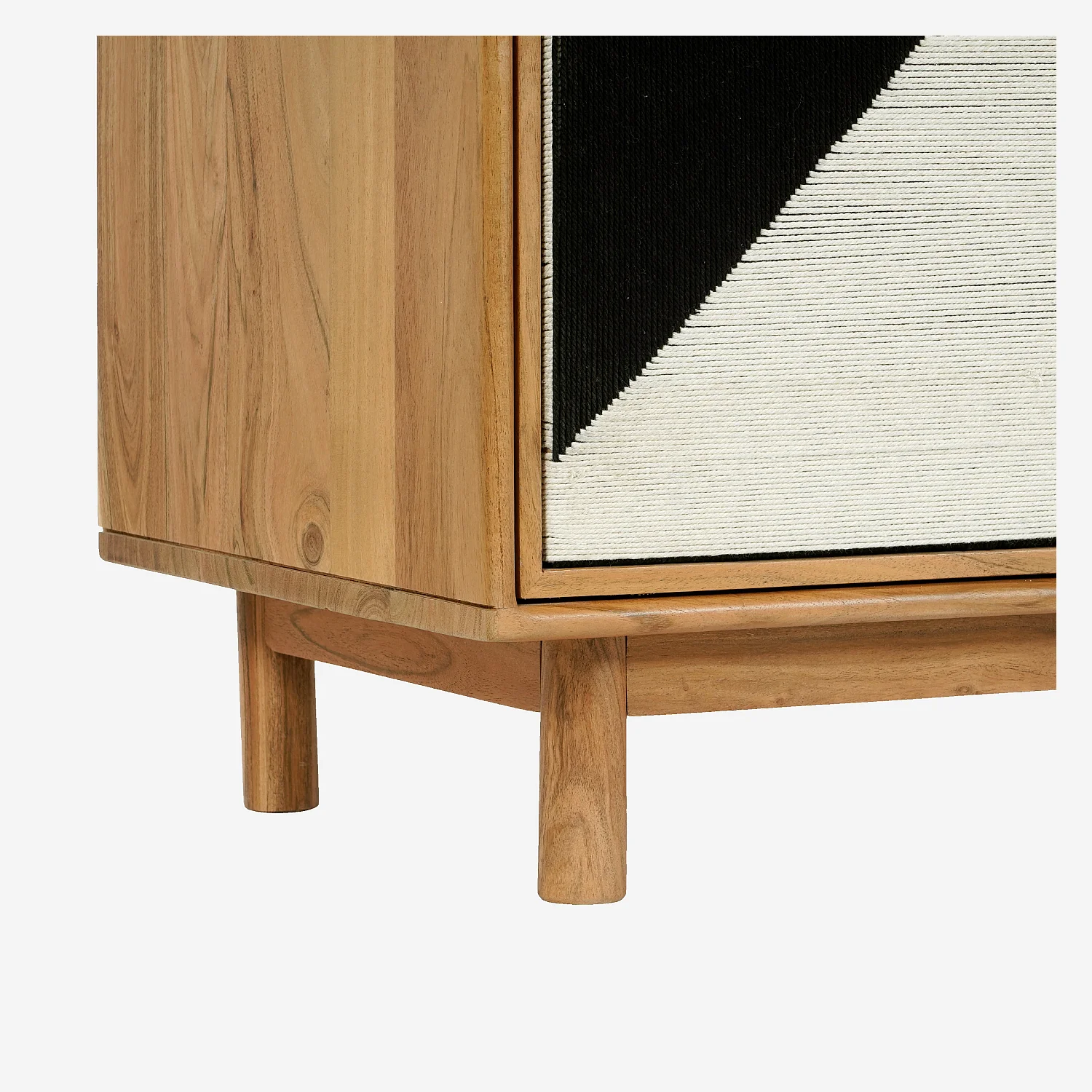 Meuble TV 4 portes en bois massif et fils de coton tissés - Naturel - 2