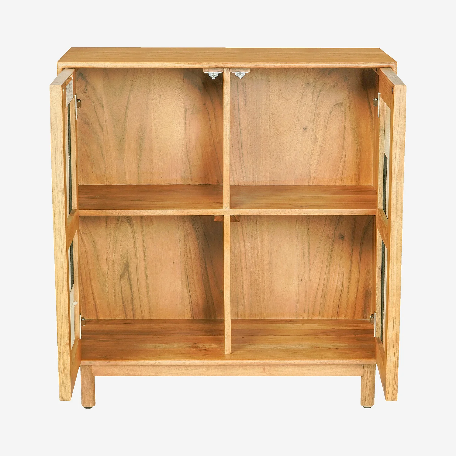Buffet 2 portes en bois massif et fils de coton tissés - Naturel - 3