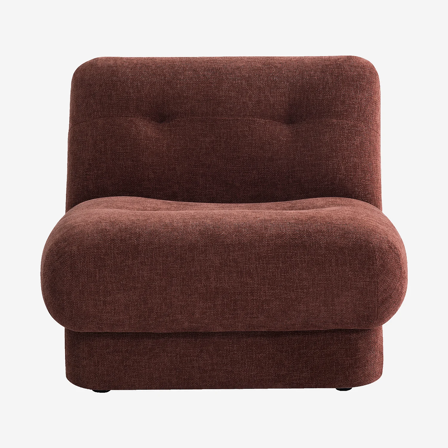 Chauffeuse capitonnée en tissu chenille avec dossier garni de plumes - Terracotta - 1