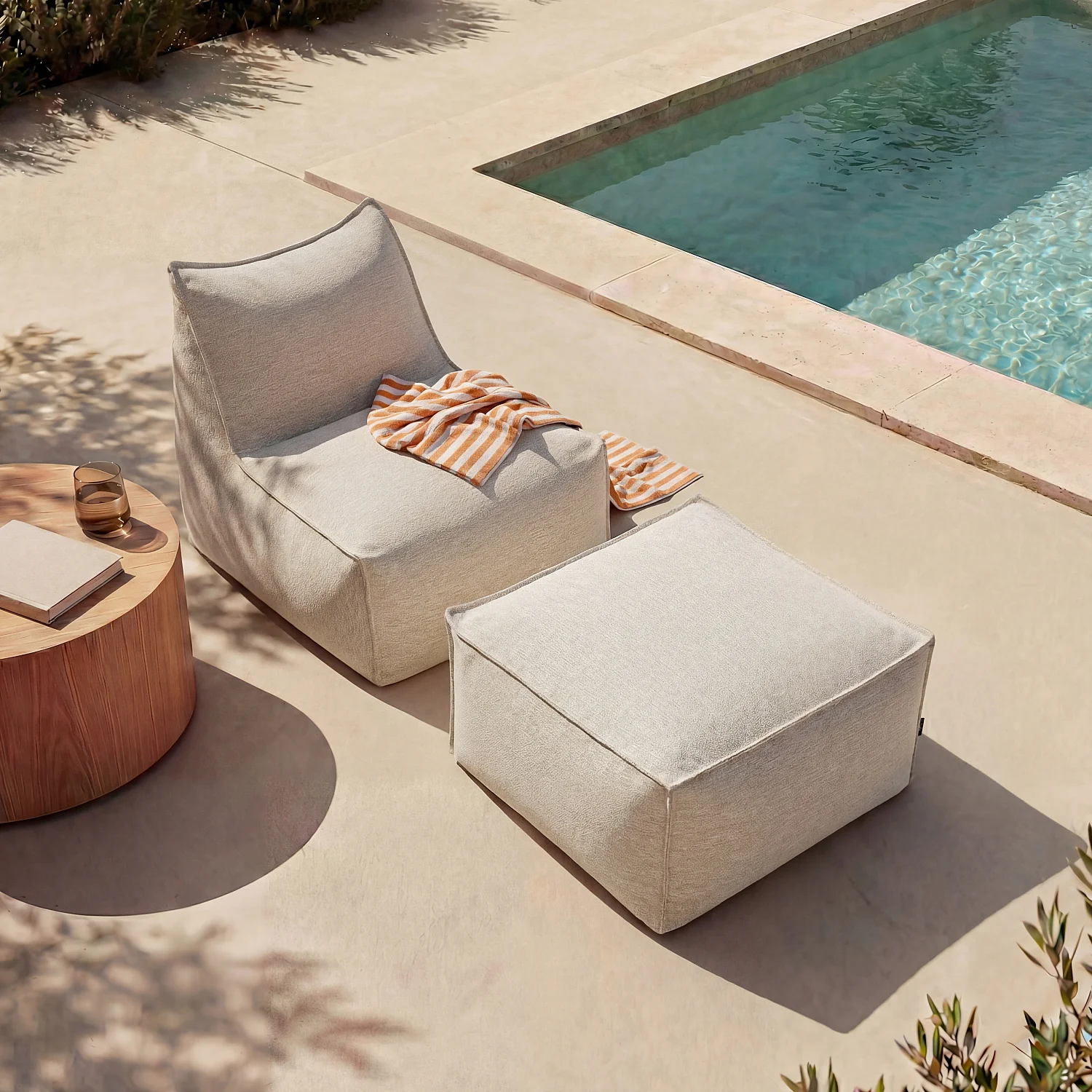 Set da giardino in tessuto impermeabile 2 posti - Crema - 1