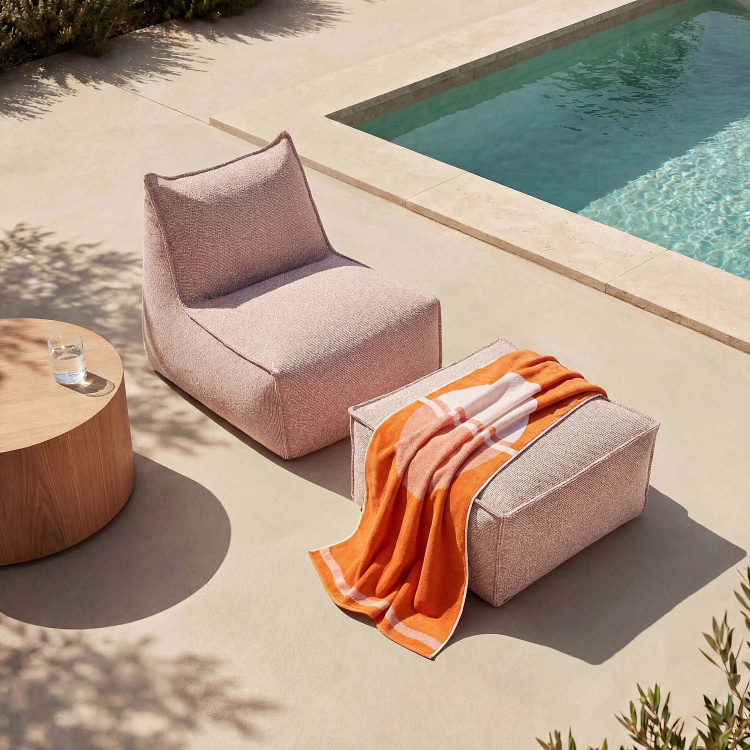 Set da giardino in tessuto impermeabile 2 posti - Rosa argilla - 1