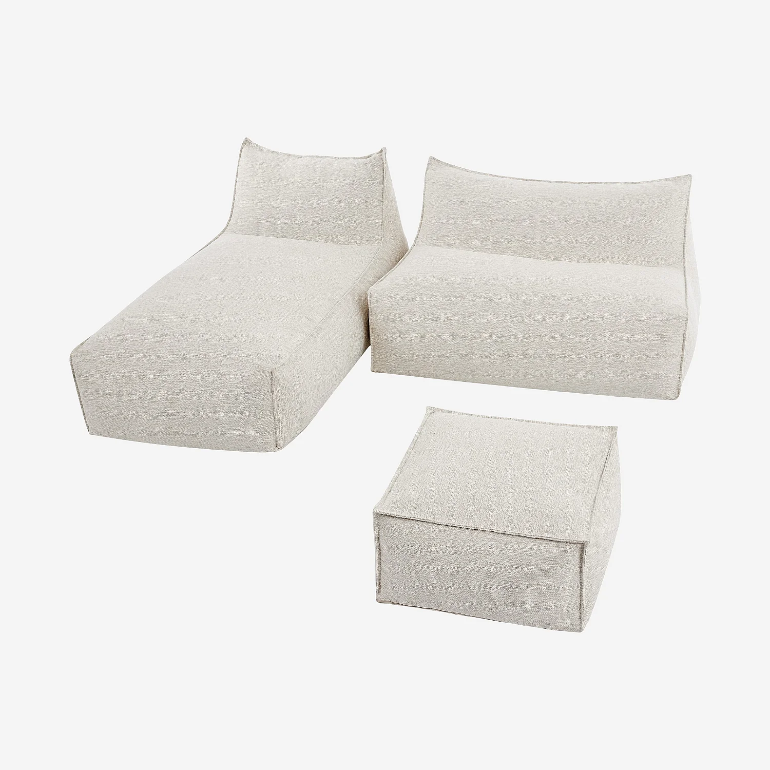 Ensemble de jardin en tissu imperméable 4 places - Crème - 1