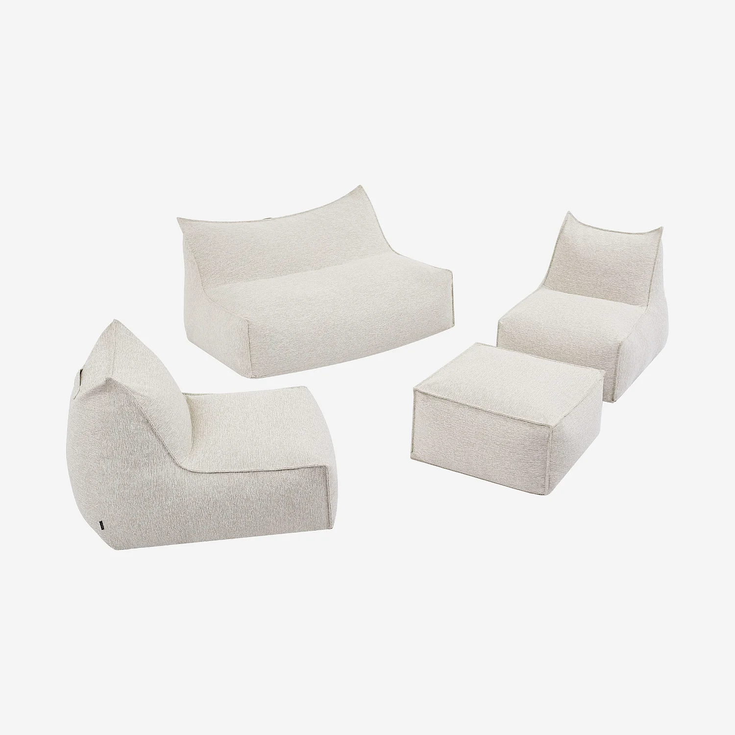 Ensemble de jardin en tissu imperméable 5 places - Crème - 1