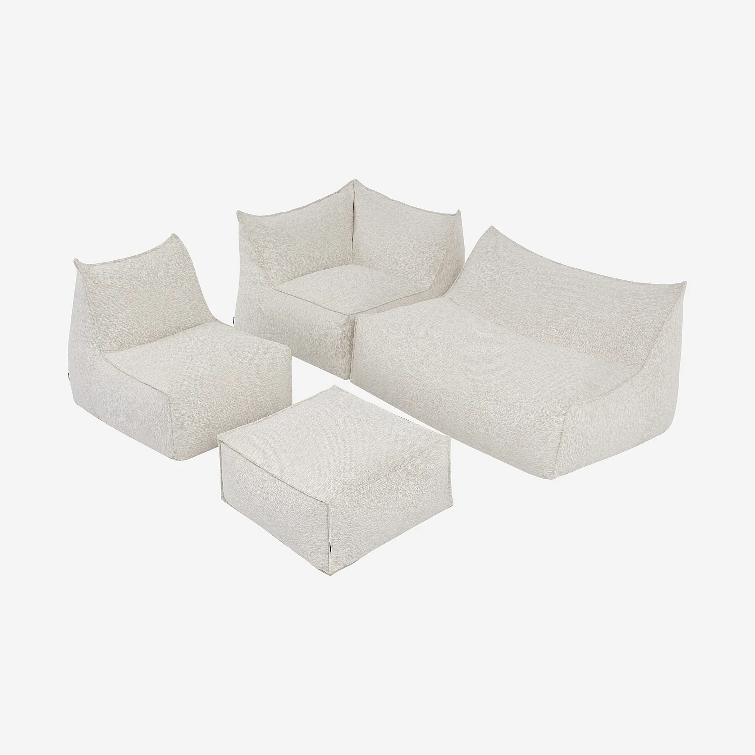 Ensemble de jardin d'angle en tissu imperméable 5 places - Crème - 1