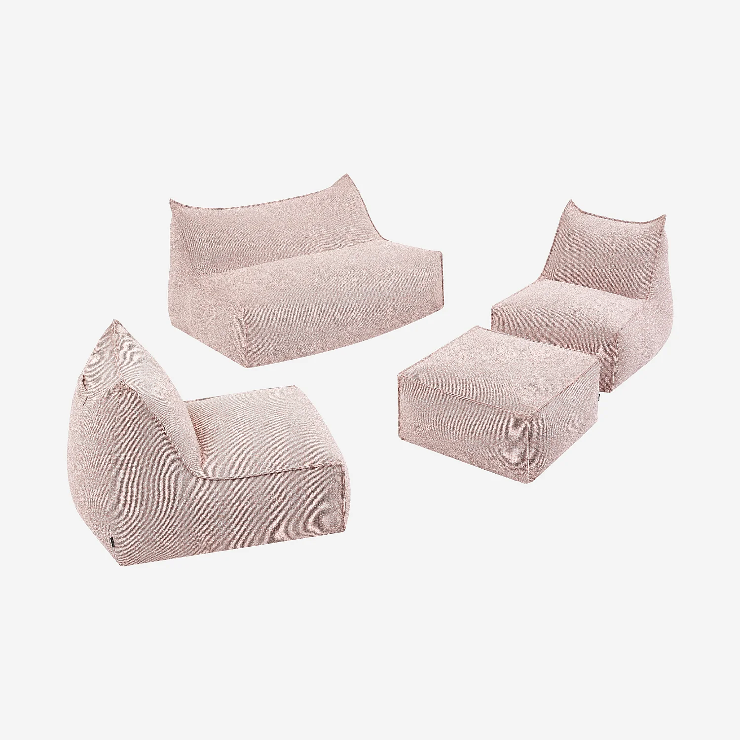 Ensemble de jardin en tissu imperméable 5 places - Rose argile - 1