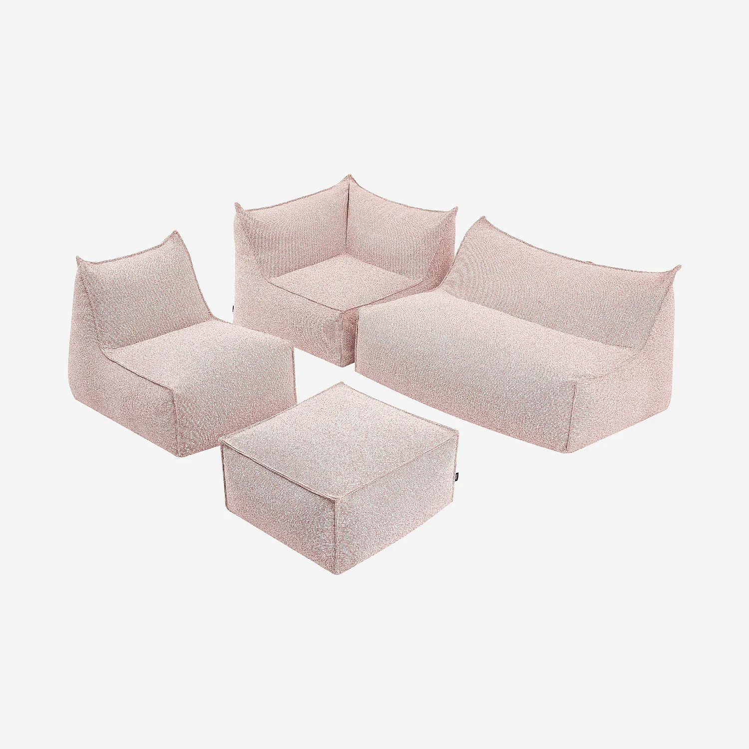 Ensemble de jardin d'angle en tissu imperméable 5 places - Rose argile - 1