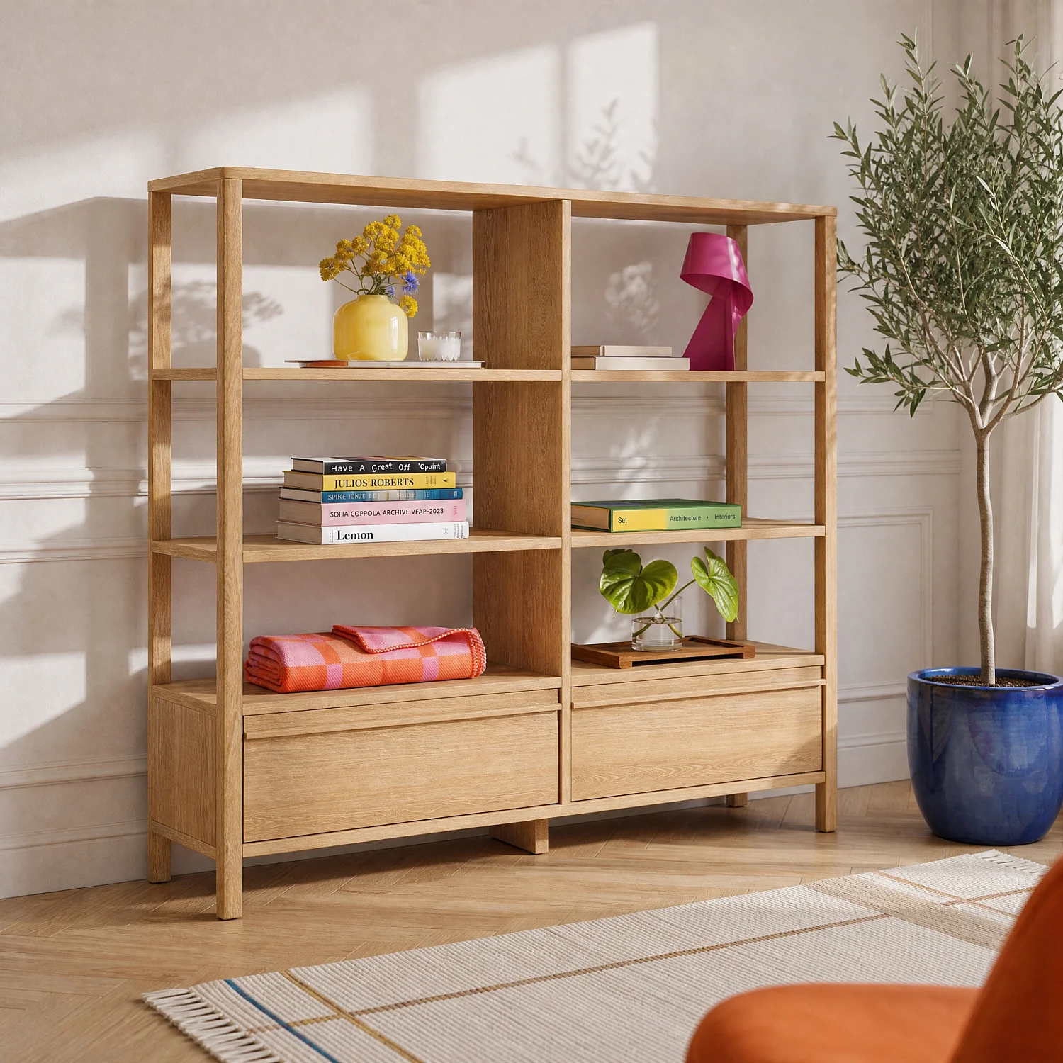 Librería de 2 cajones y 6 estantes de roble - Natural - Design by Hélèna Pille - 3