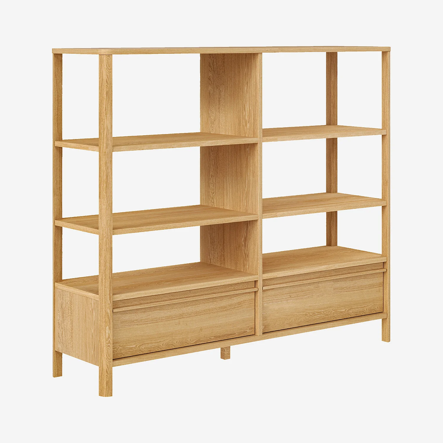 Bibliothèque 2 tiroirs et 6 étagères en chêne - Naturel - 3