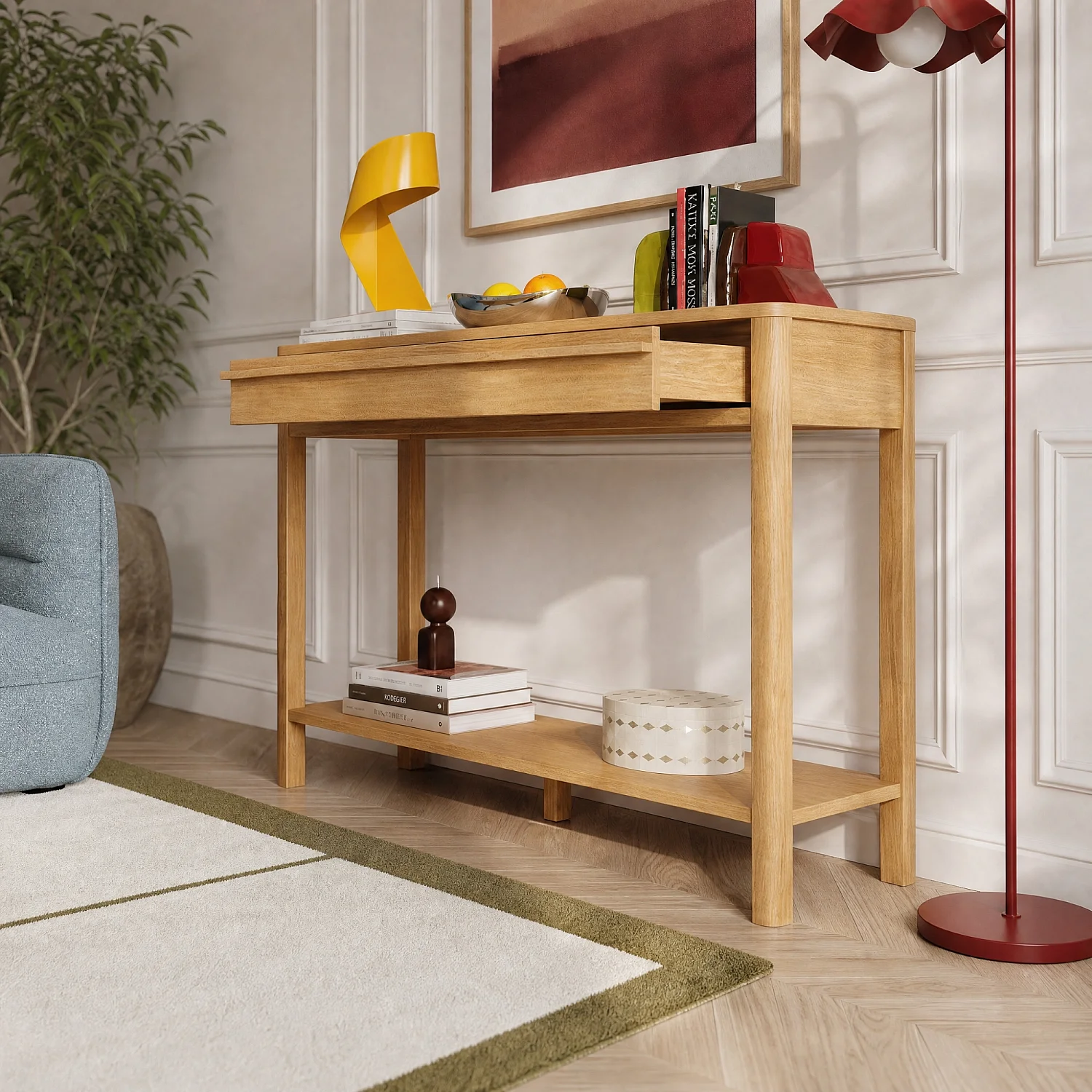 Console avec rangements en chêne - Naturel - Design by Hélèna Pille - 5