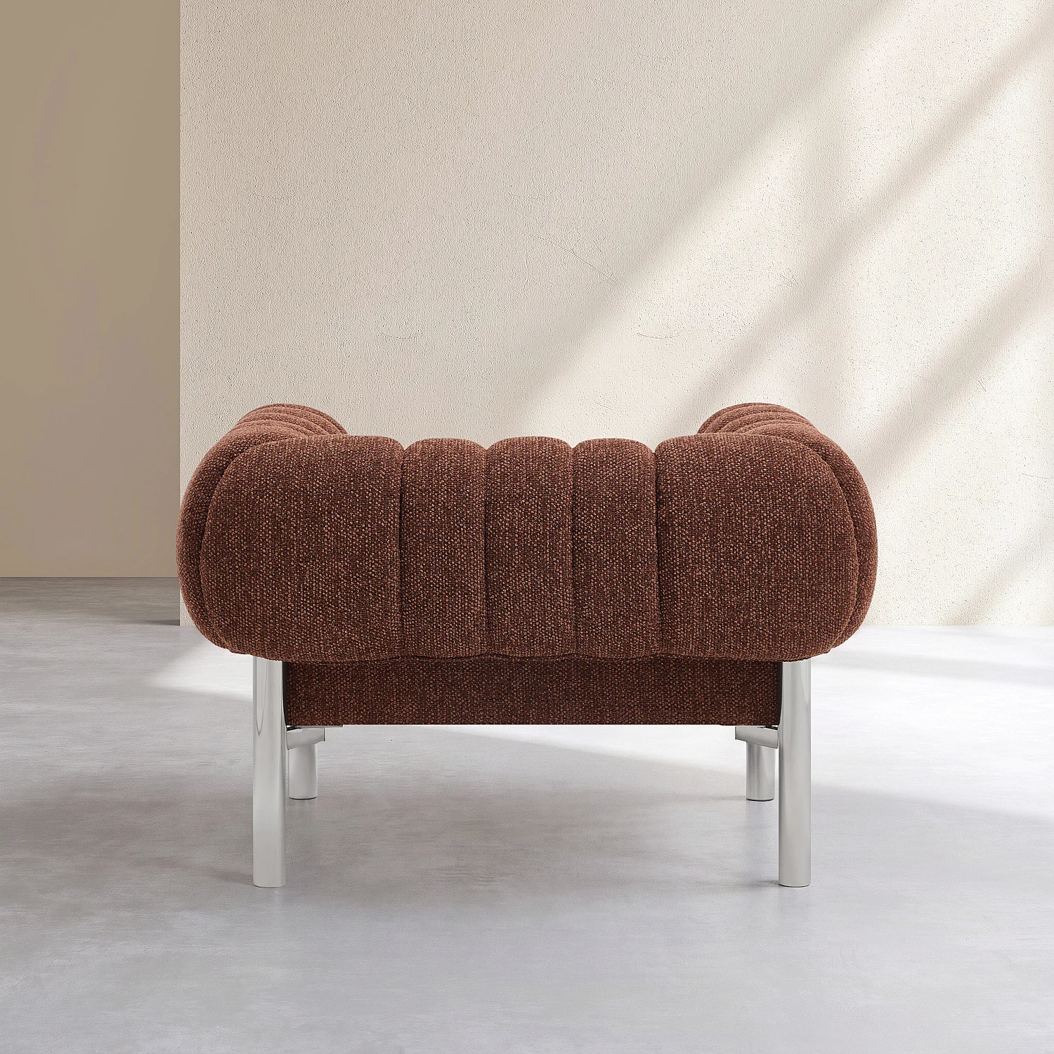 Sillón de tejido chenilla y metal cromado - Óxido - 5