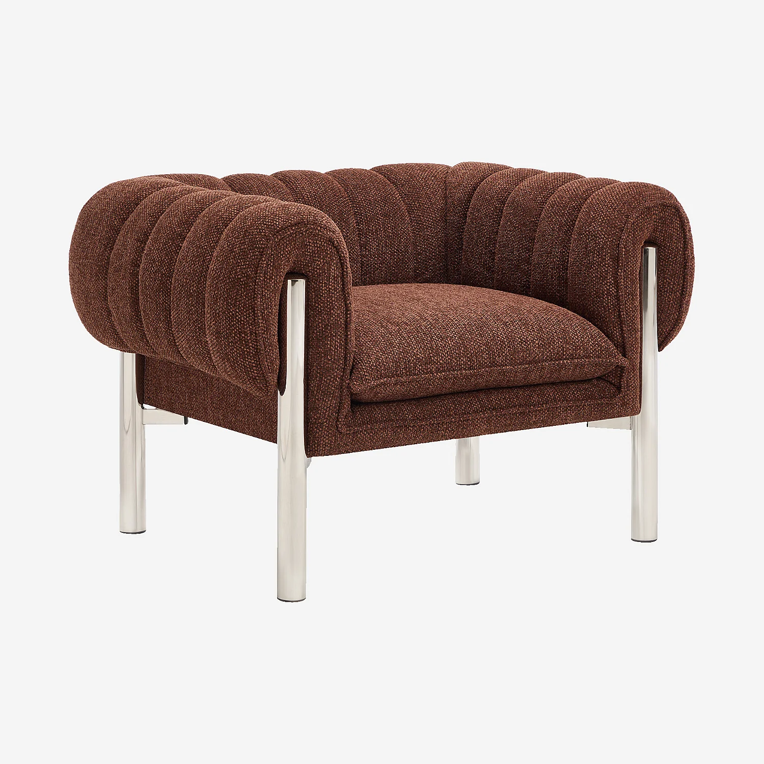 Fauteuil en tissu chenille et métal chromé - Rouille - 3