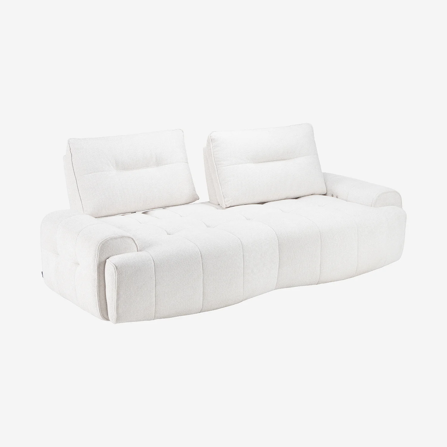 Sofa 2-Sitzer aus Chenille-Stoff mit elektrisch tiefenverstellbarer Rückenlehne - Elfenbein - 4