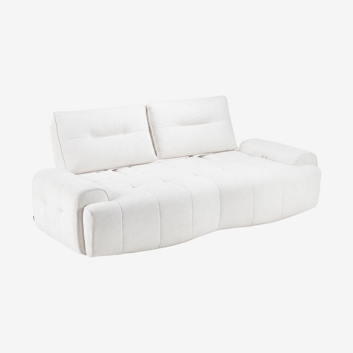 Sofa 2-Sitzer aus Chenille-Stoff mit elektrisch tiefenverstellbarer Rückenlehne - Elfenbein - 5