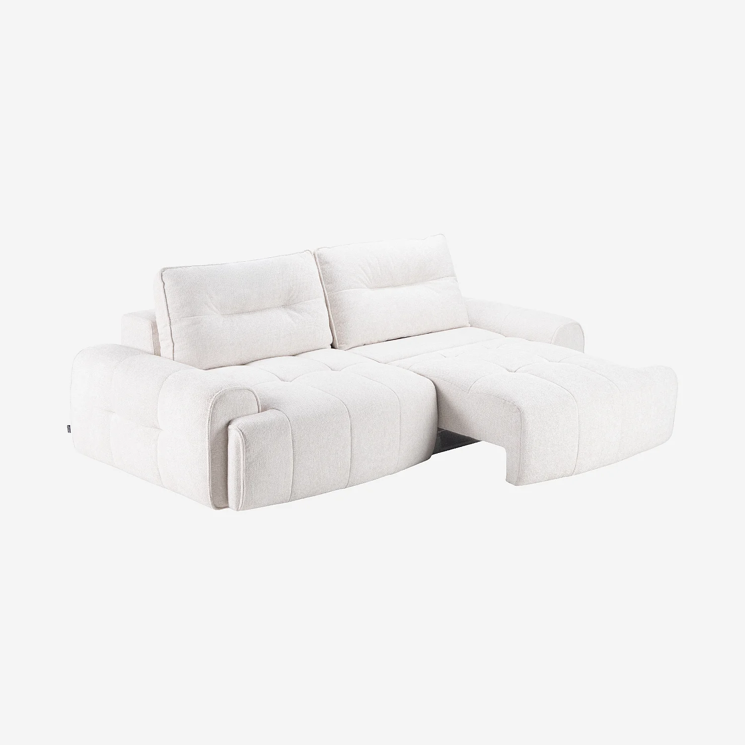 Canapé 3 places en tissu chenille avec assise coulissante électrique - Ivoire - 4