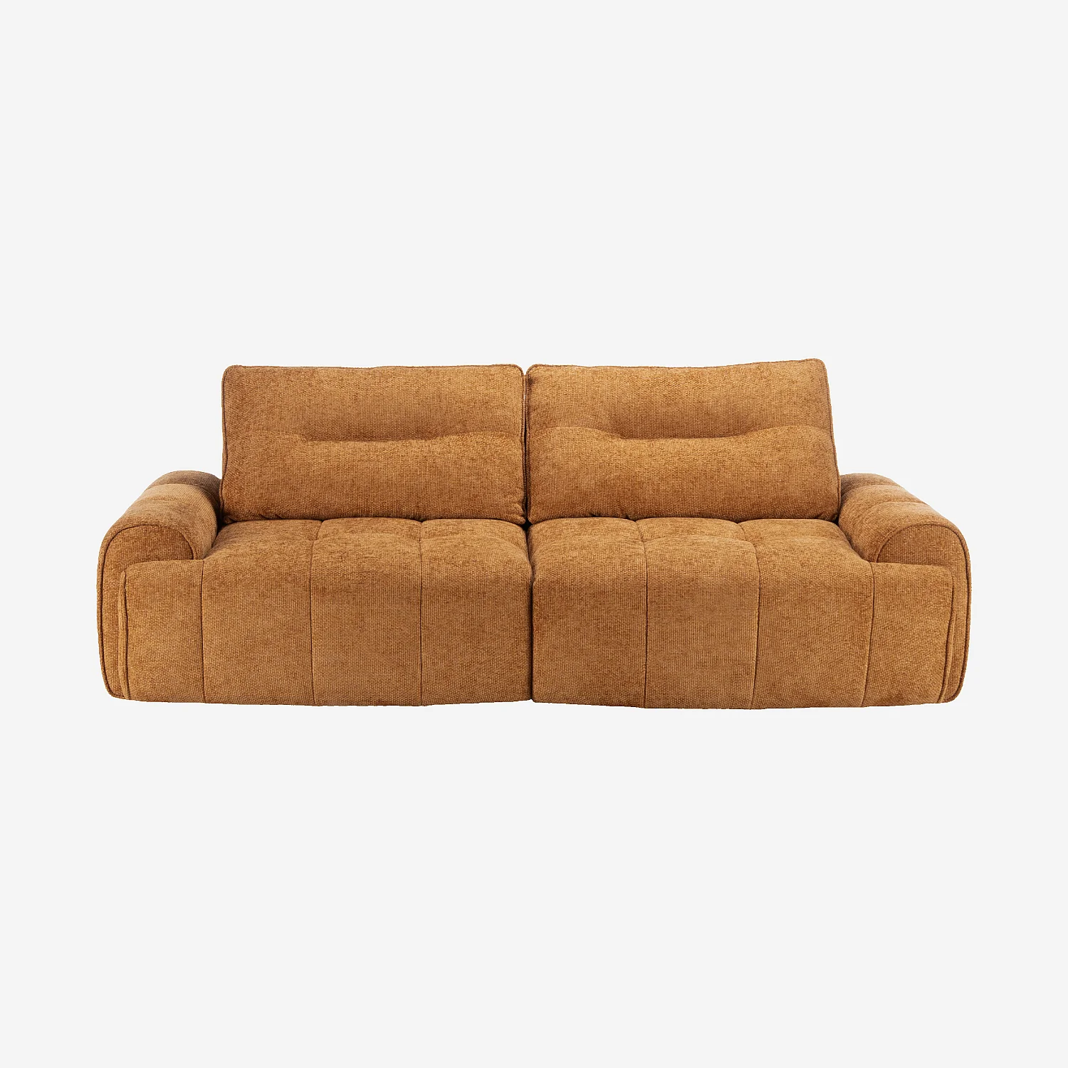 Canapé 3 places en tissu chenille avec assise coulissante électrique - Terracotta - 7