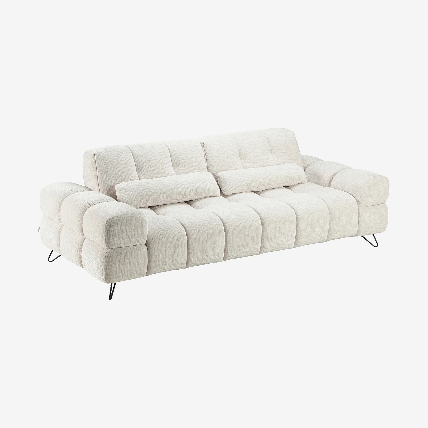 Sofá 3 plazas de tejido texturizado con respaldo deslizante - Beige - 3