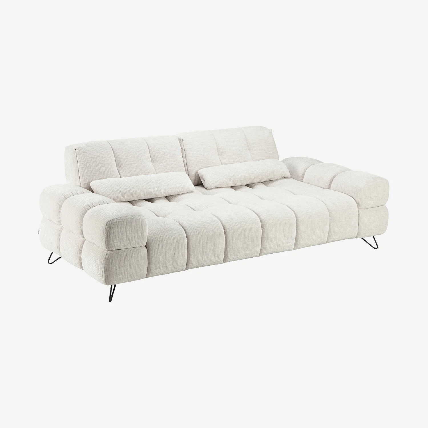 Sofá 3 plazas de tejido texturizado con respaldo deslizante - Beige - 5